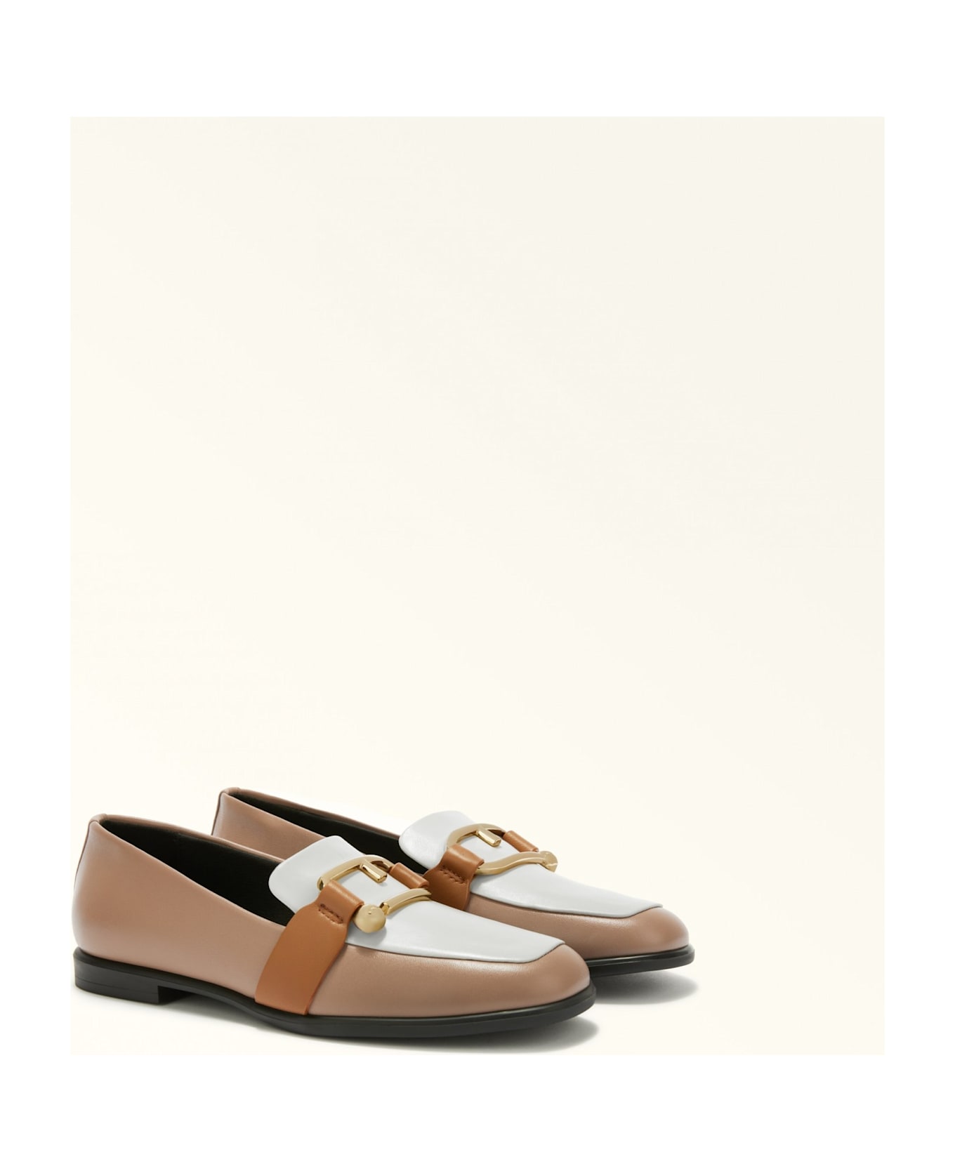 Furla Nuvola Loafers In Greige Leather - Greige フラットシューズ