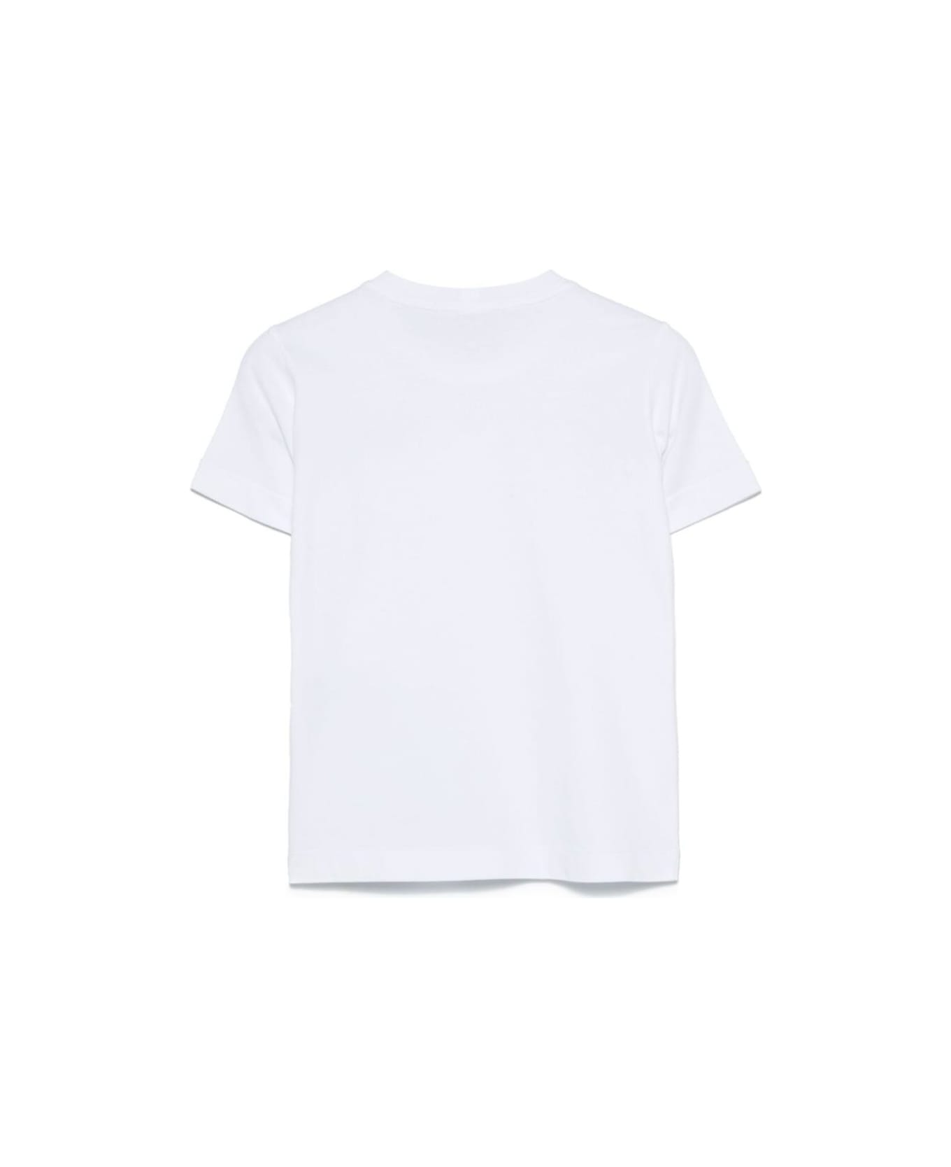 Stone Island Junior White T-shirt With Round Neck And Logo Patch On The Front In Cotton Boy - White