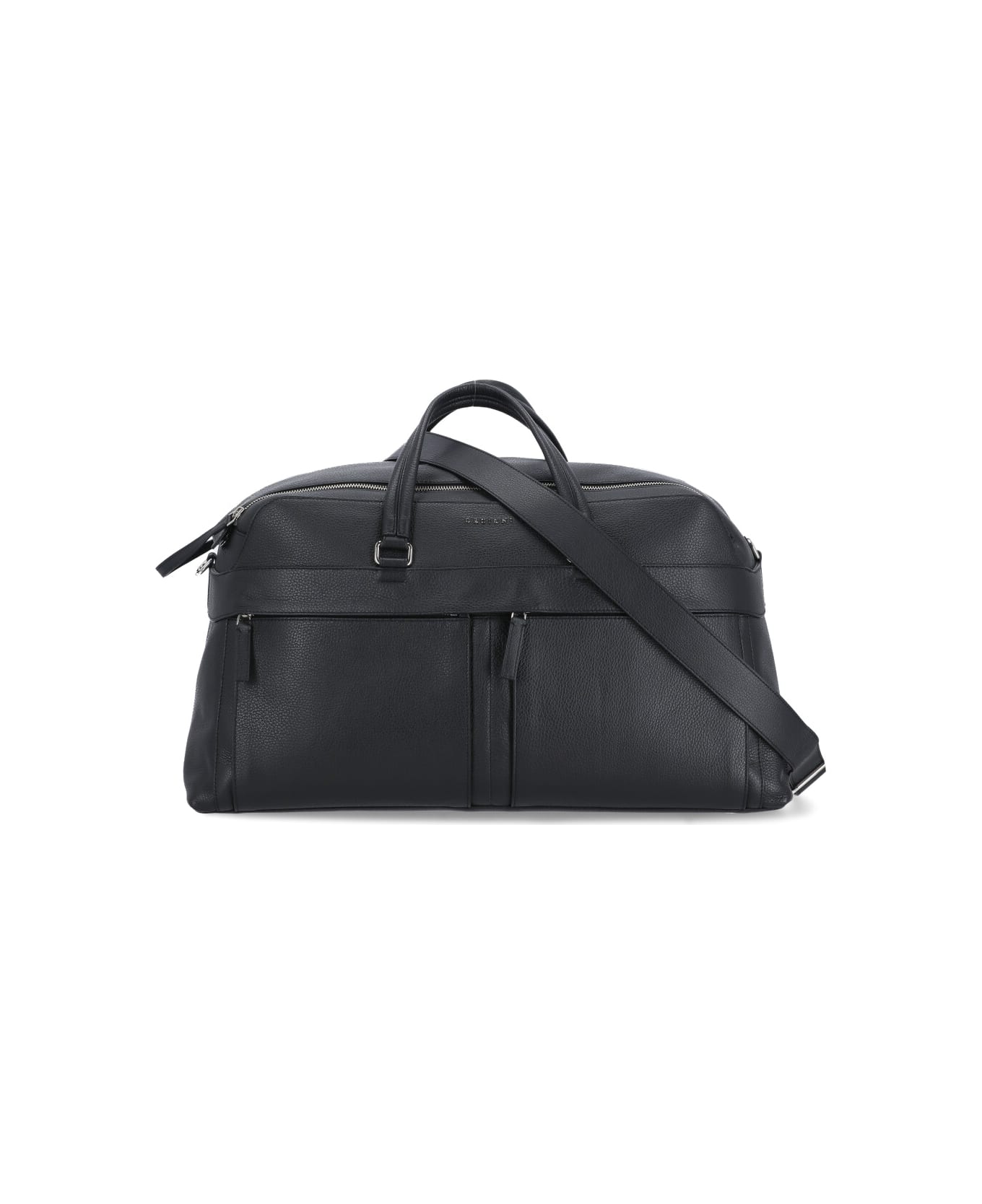 Orciani Micron Pebbled Leather Duffel Bag - Black