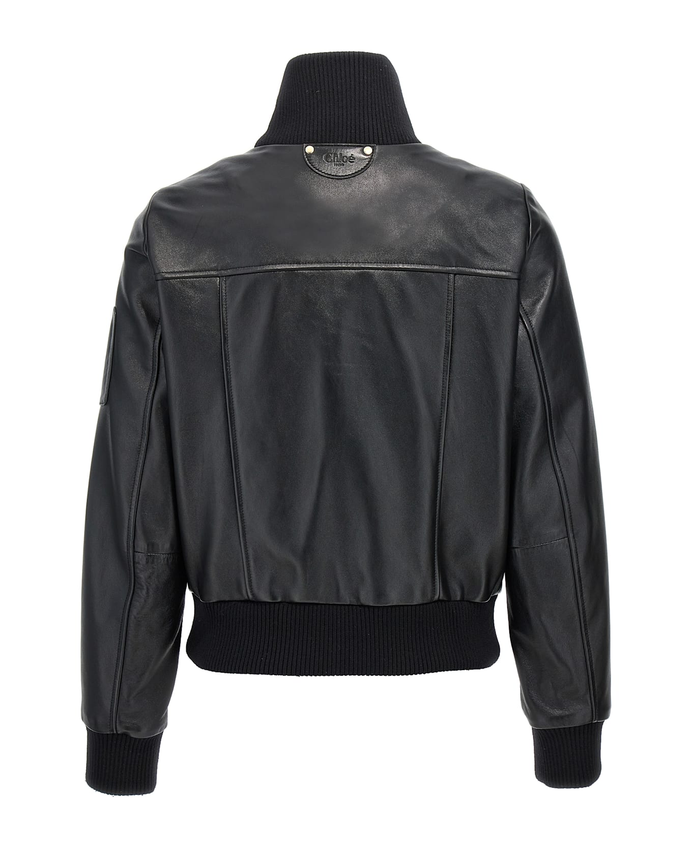 Chloé Leather Bomber Jacket - Black  