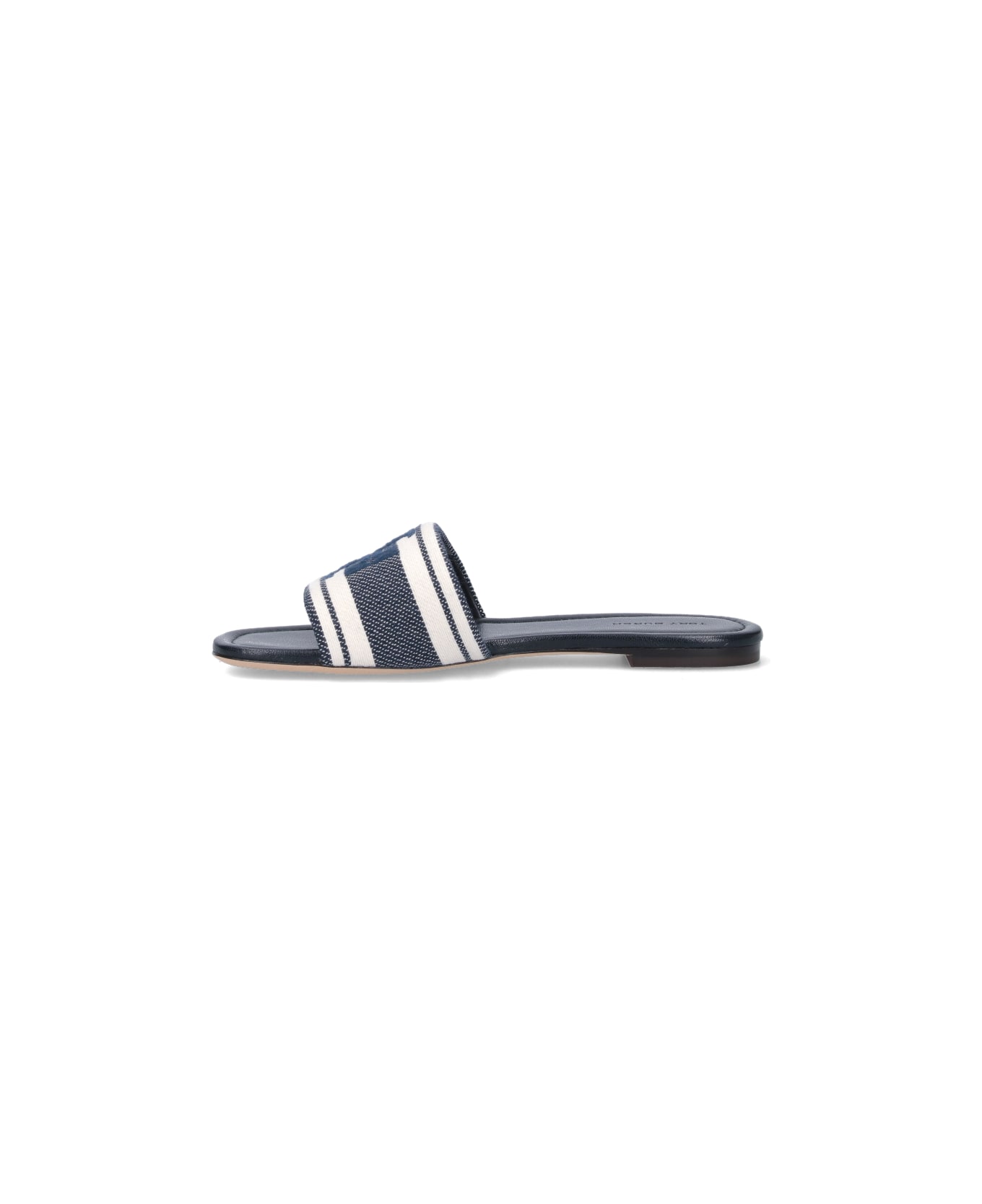 Tory Burch Logo Slide Sandals - Blue