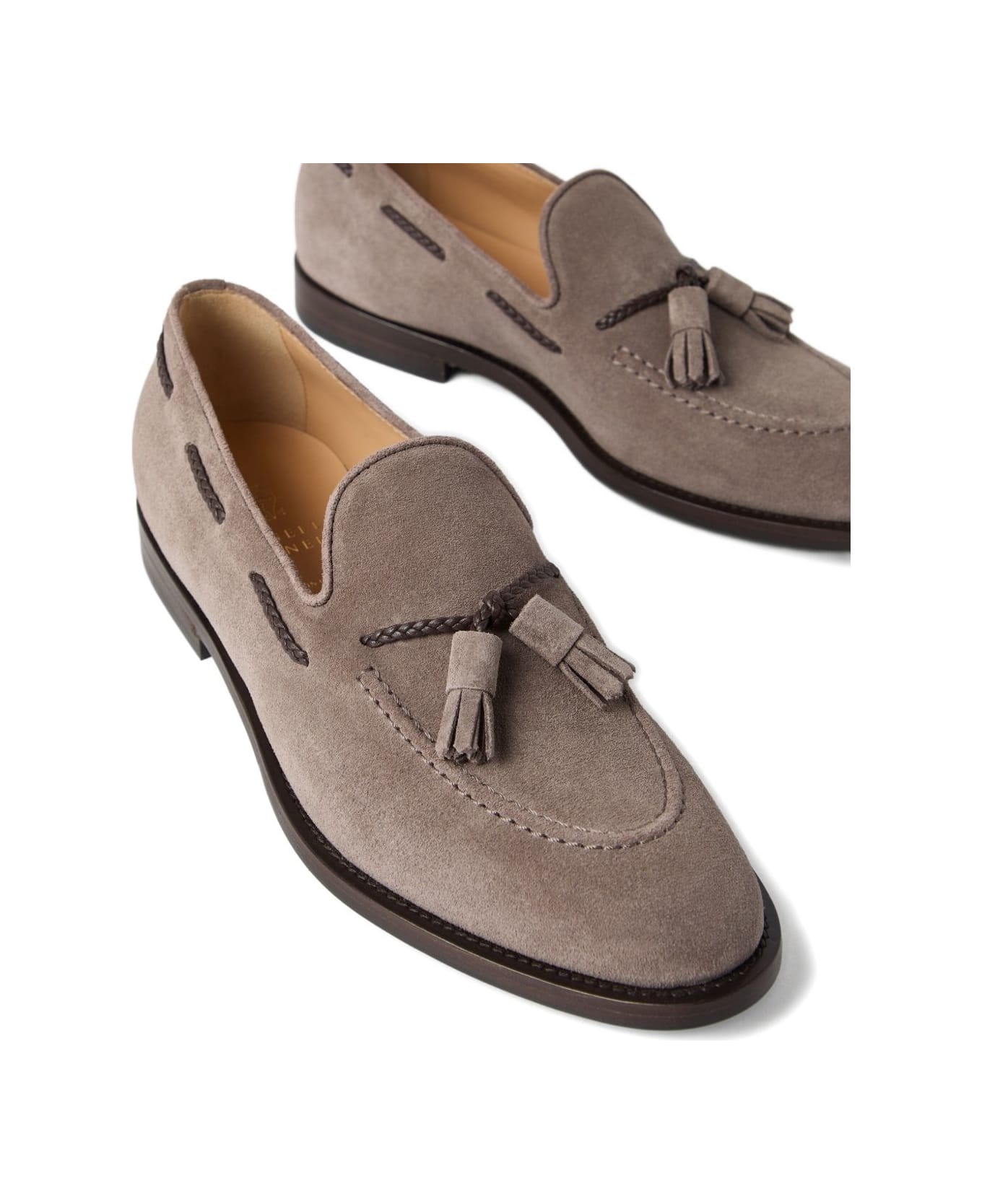 Brunello Cucinelli Suede Loafers - Grey ローファー＆デッキシューズ
