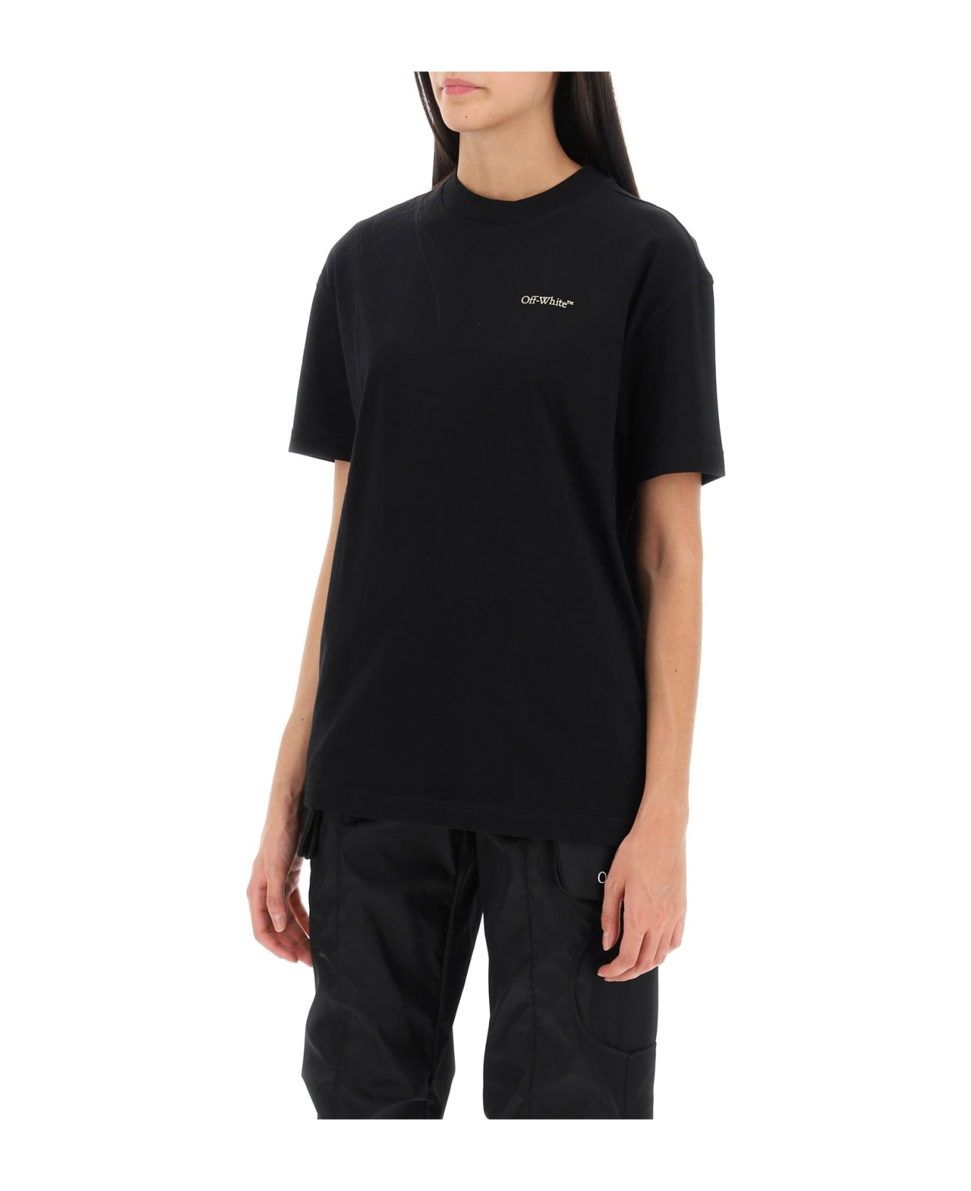 Off-White Embroidered Diag Tab Casual T-shirt - Black Tシャツ