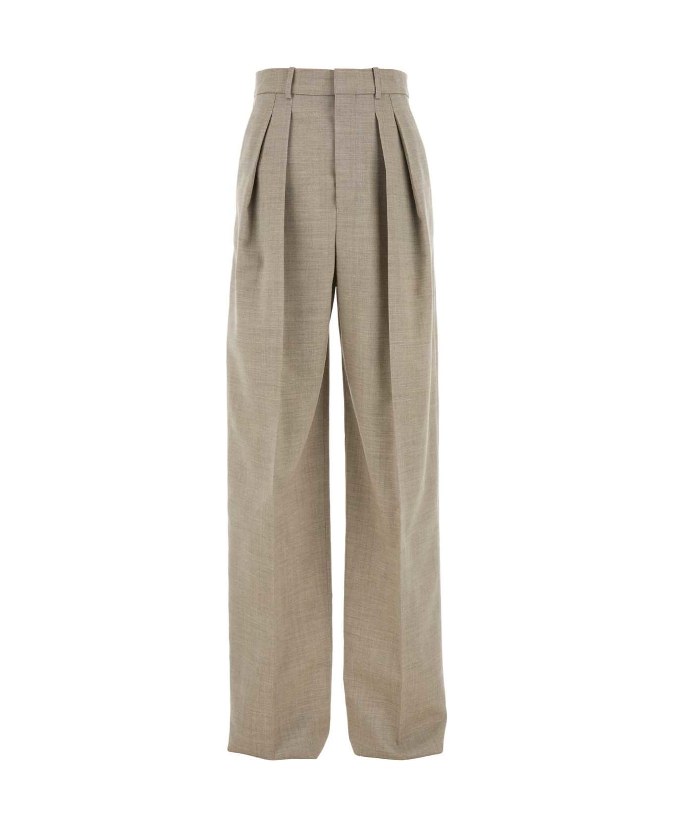 Saint Laurent Beige Wool Wide-leg Pant - BEIGETAUPE