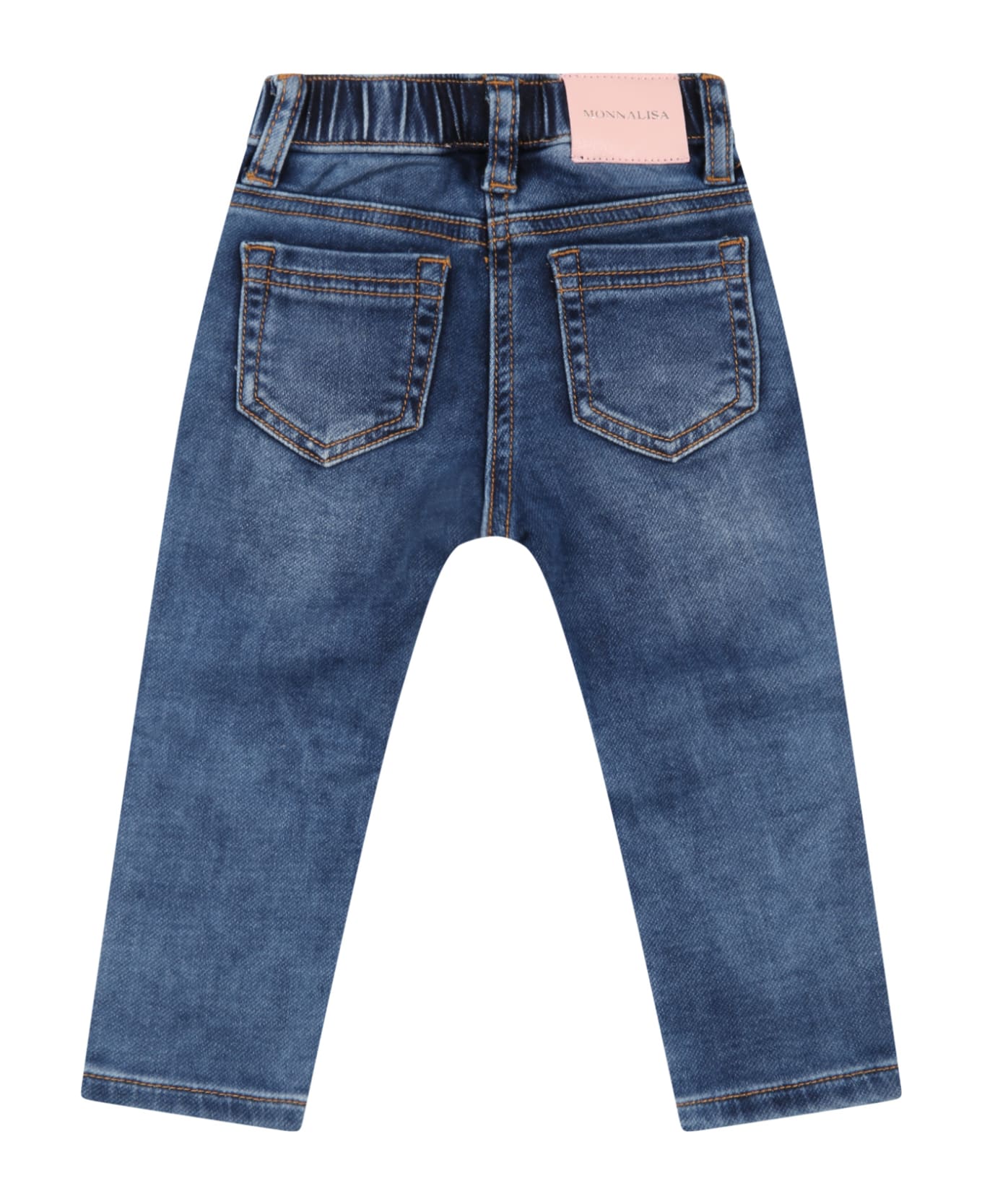 Monnalisa Blue Jeans For Baby Girl With Aristocats - Denim