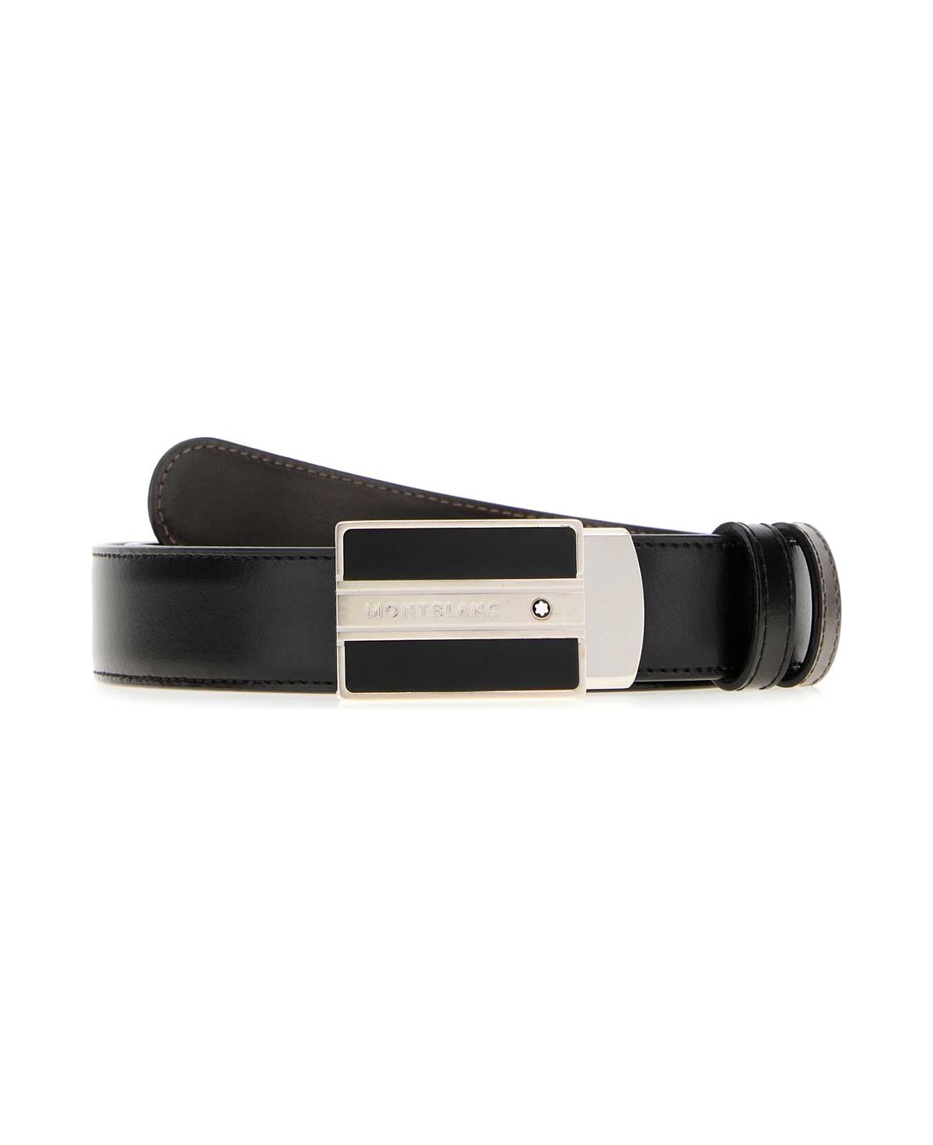 Montblanc Black Leather Reversible Belt - 000