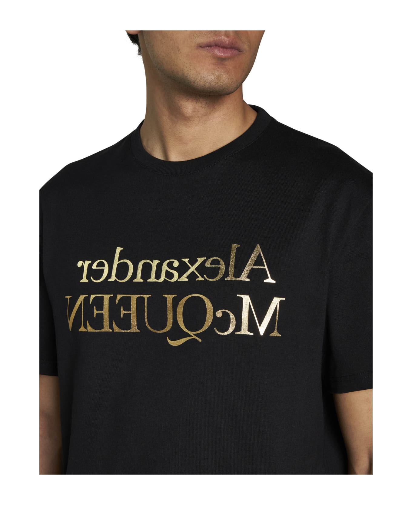 Alexander McQueen T-shirt With Logo - Black/gold
