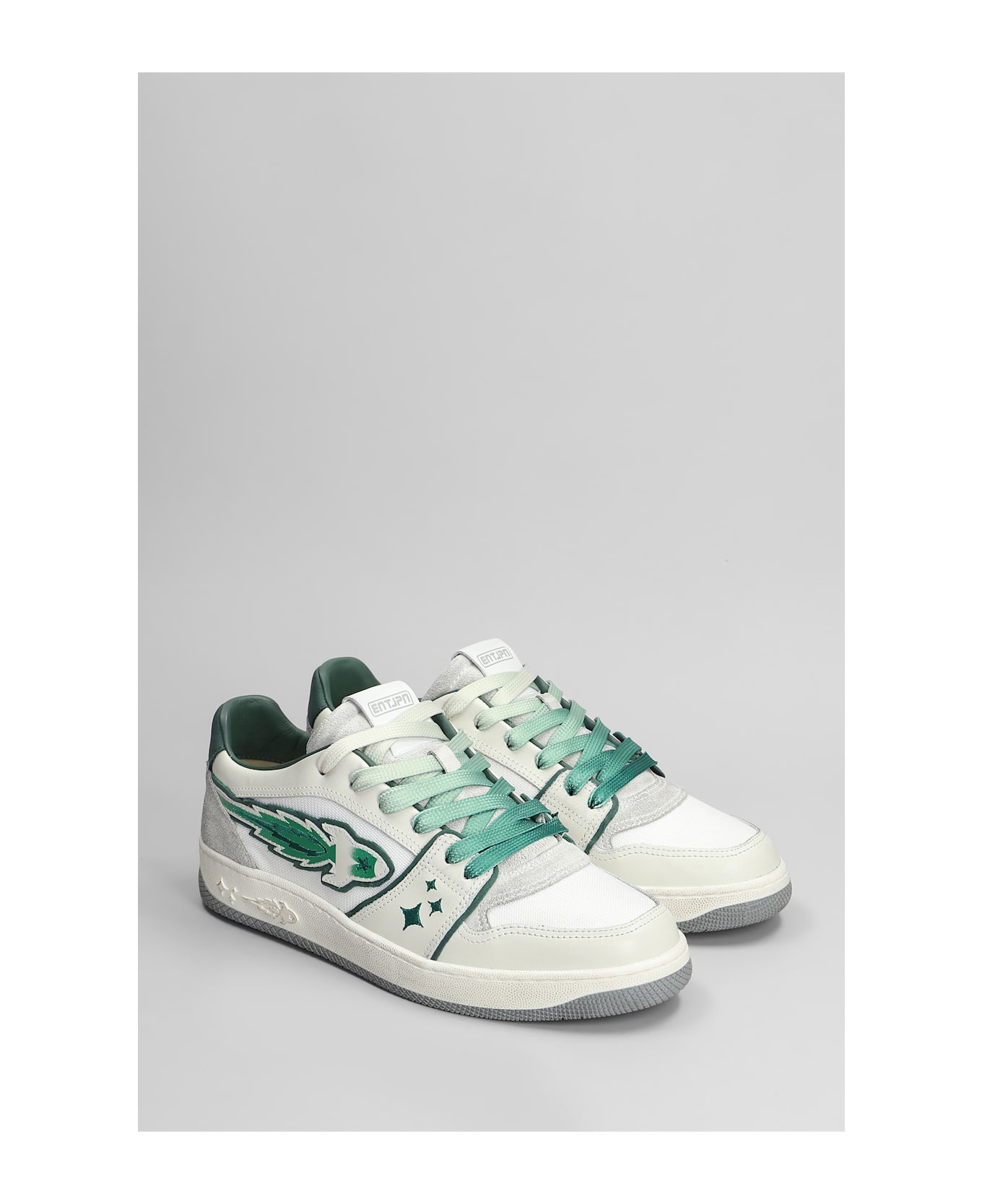 Enterprise Japan Egg Rocket Sneakers In White Leather And Fabric - white