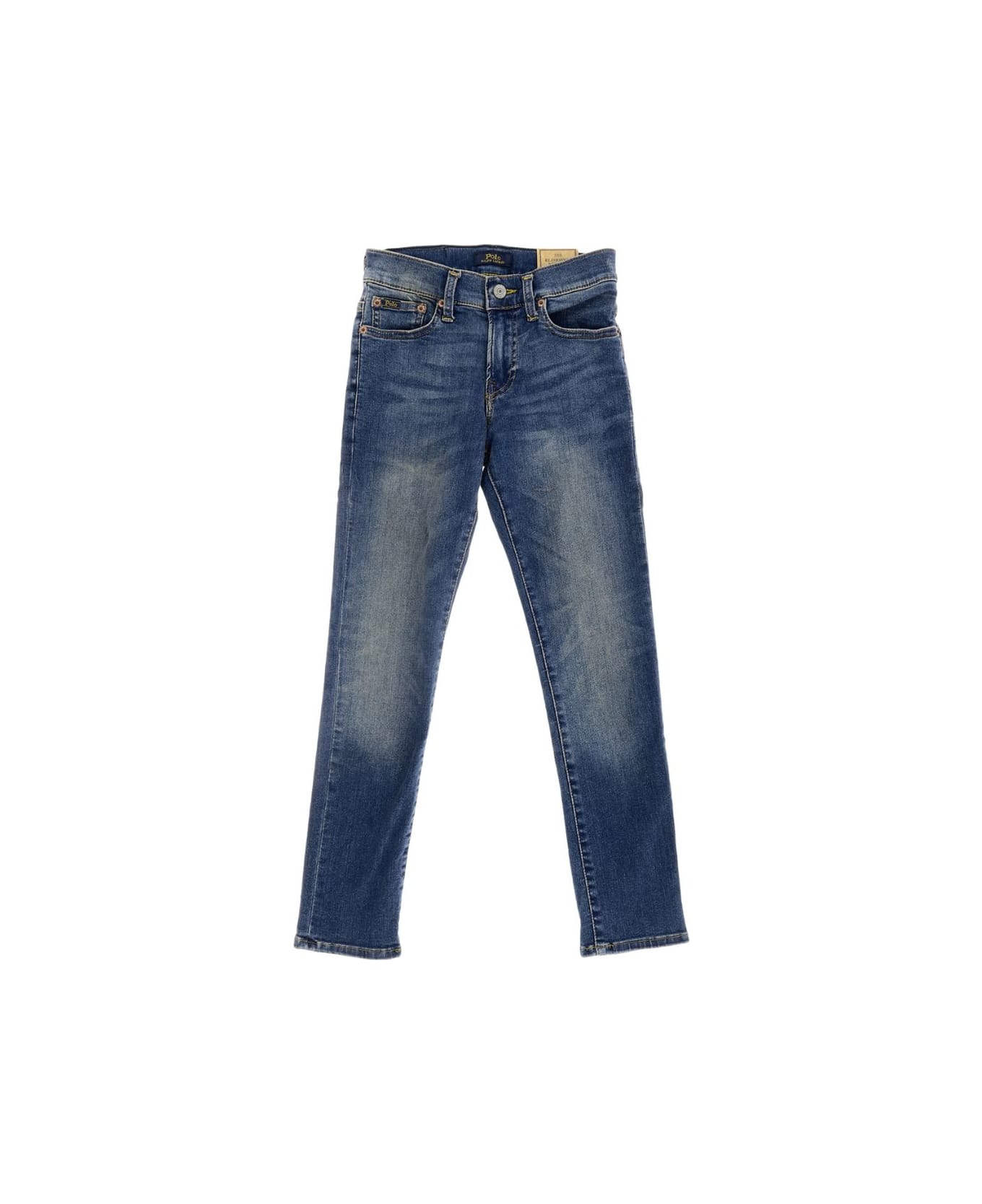 Ralph Lauren Blue 5-pocket Jeans With Logo Patch In Denim Boy - Aiden
