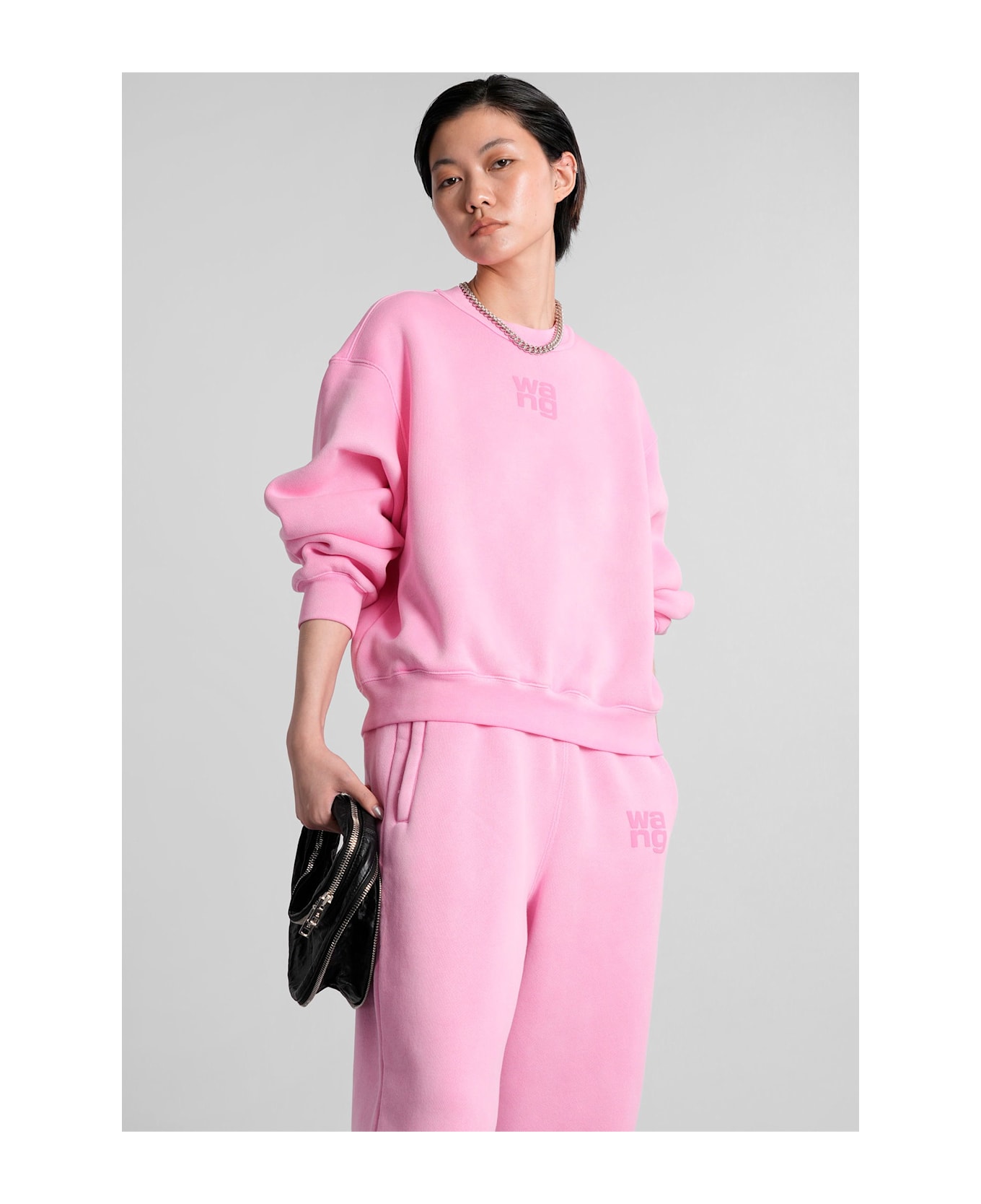 Alexander Wang Sweatshirt In Rose-pink Cotton - PINK