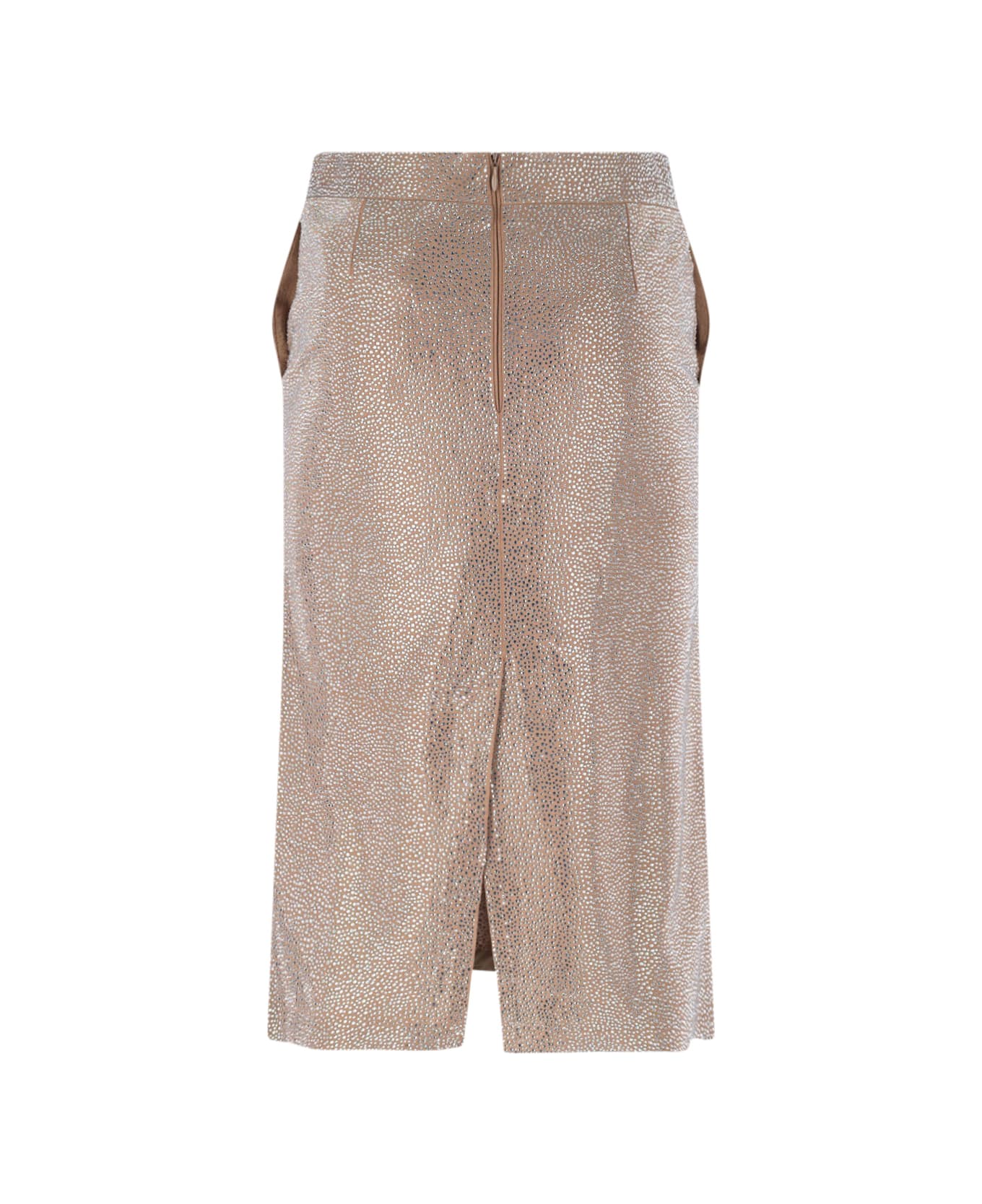 Giuseppe di Morabito Midi Skirt With Rhinestones - Beige