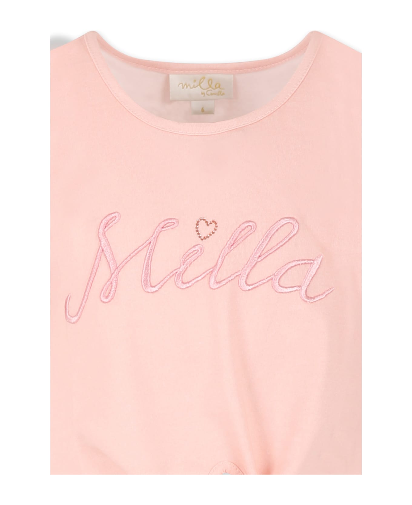 Camilla Pink Crop T-shirt For Girl With Logo - Pink