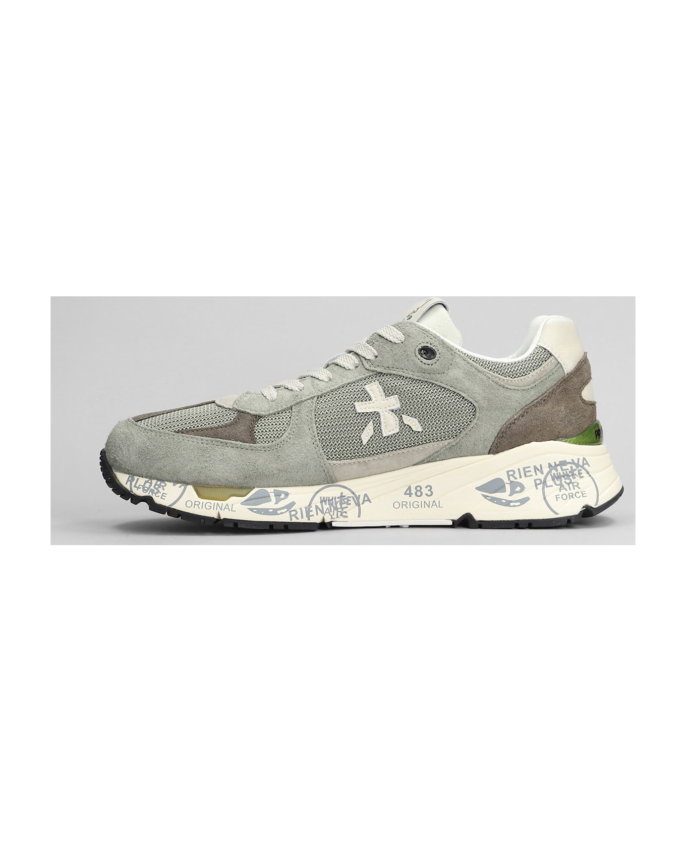 Premiata Mase Sneakers In Grey Suede And Fabric - grey