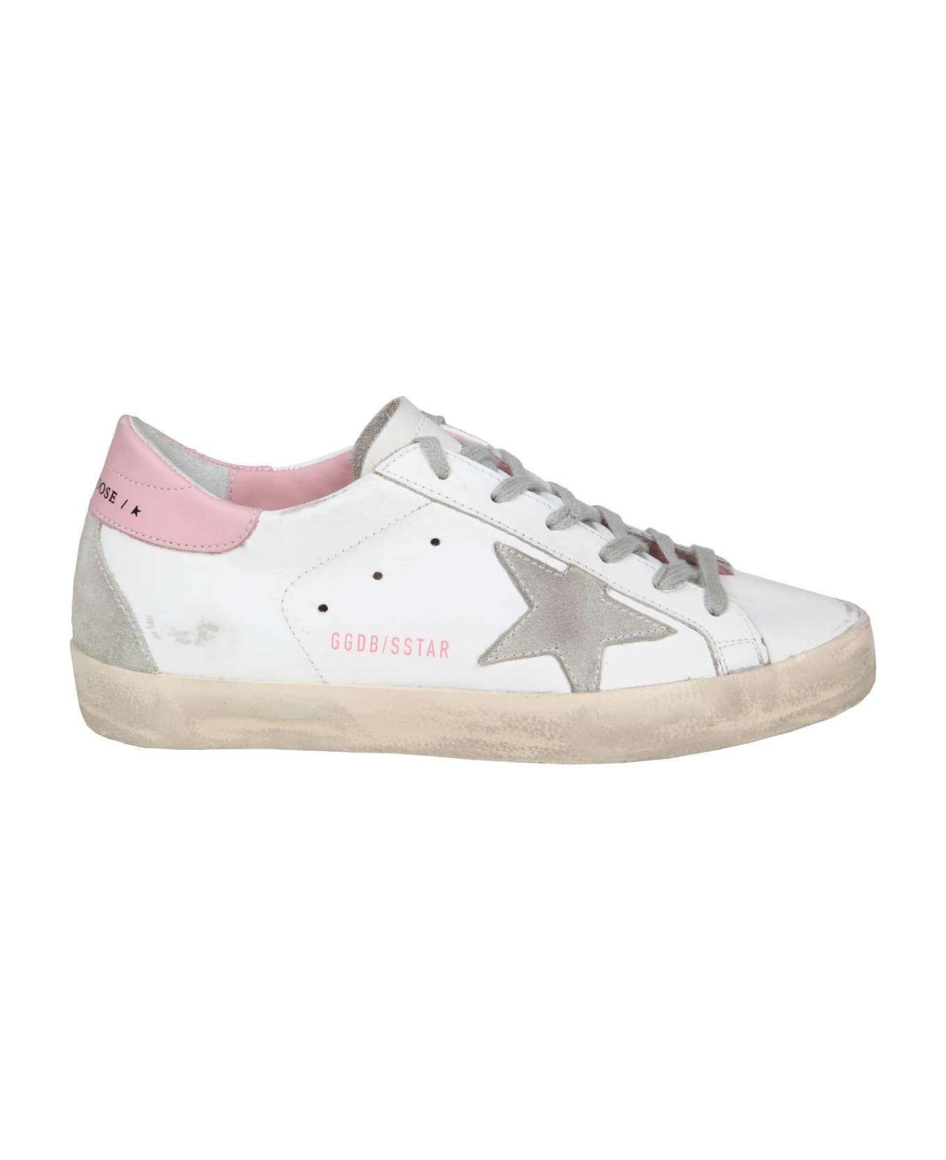 Golden Goose Super Star Sneakers In White And Pink Leather - White/Ice/light pink