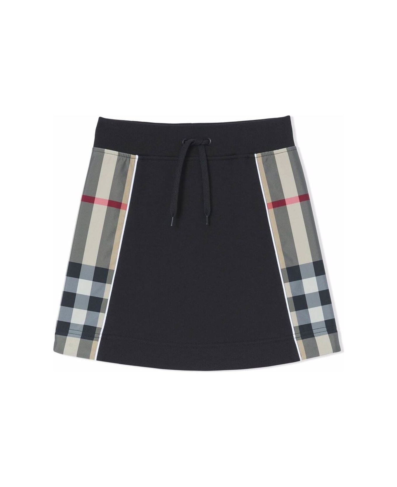 Burberry Black Cotton Skirt With Vintage Check Inserts - Black