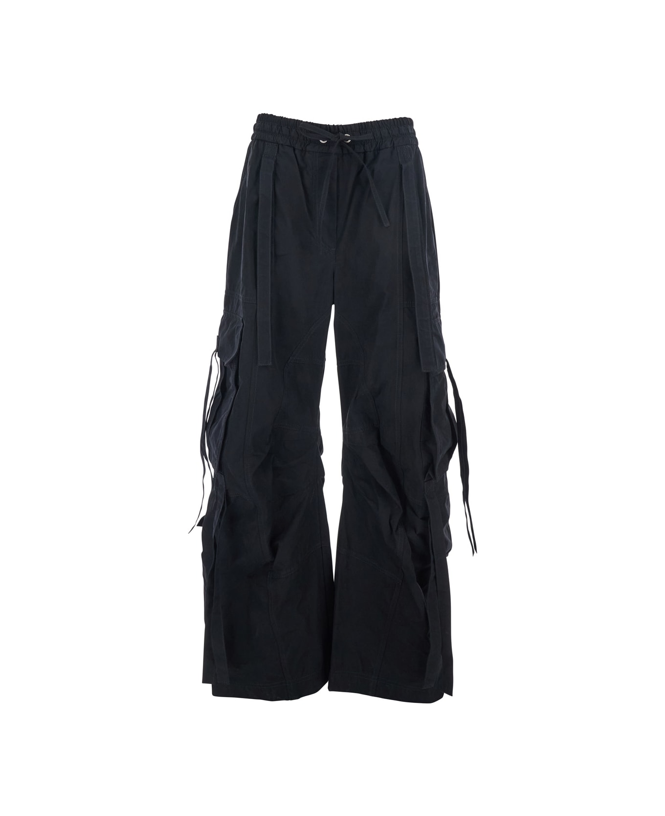 Dolce 
Gabbana Black Cargo Pants With Elastic Waist With Faded Effect In Cotton Blend Woman - Black