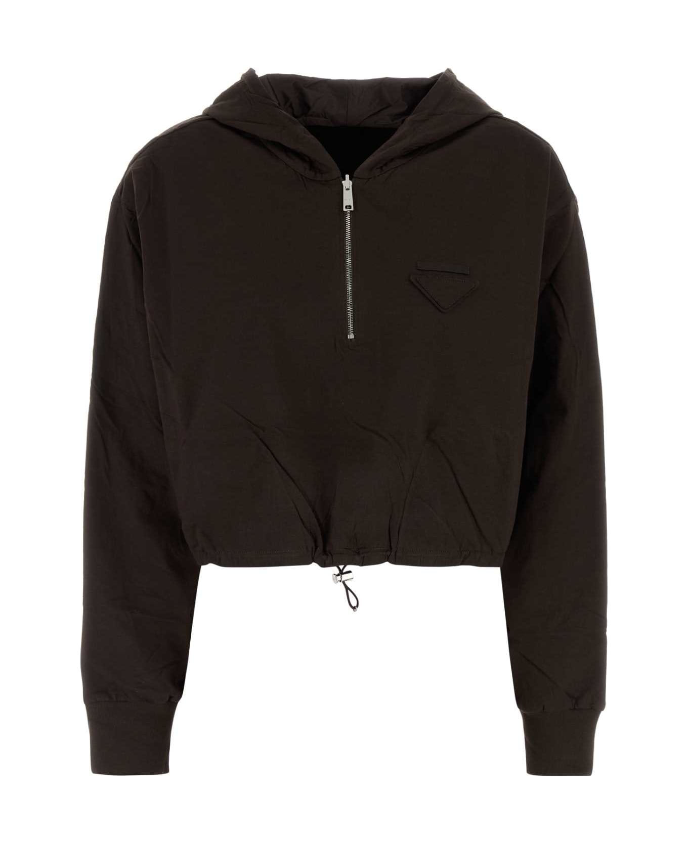 Prada Brown Cotton Reversible Sweatshirt - EBANO