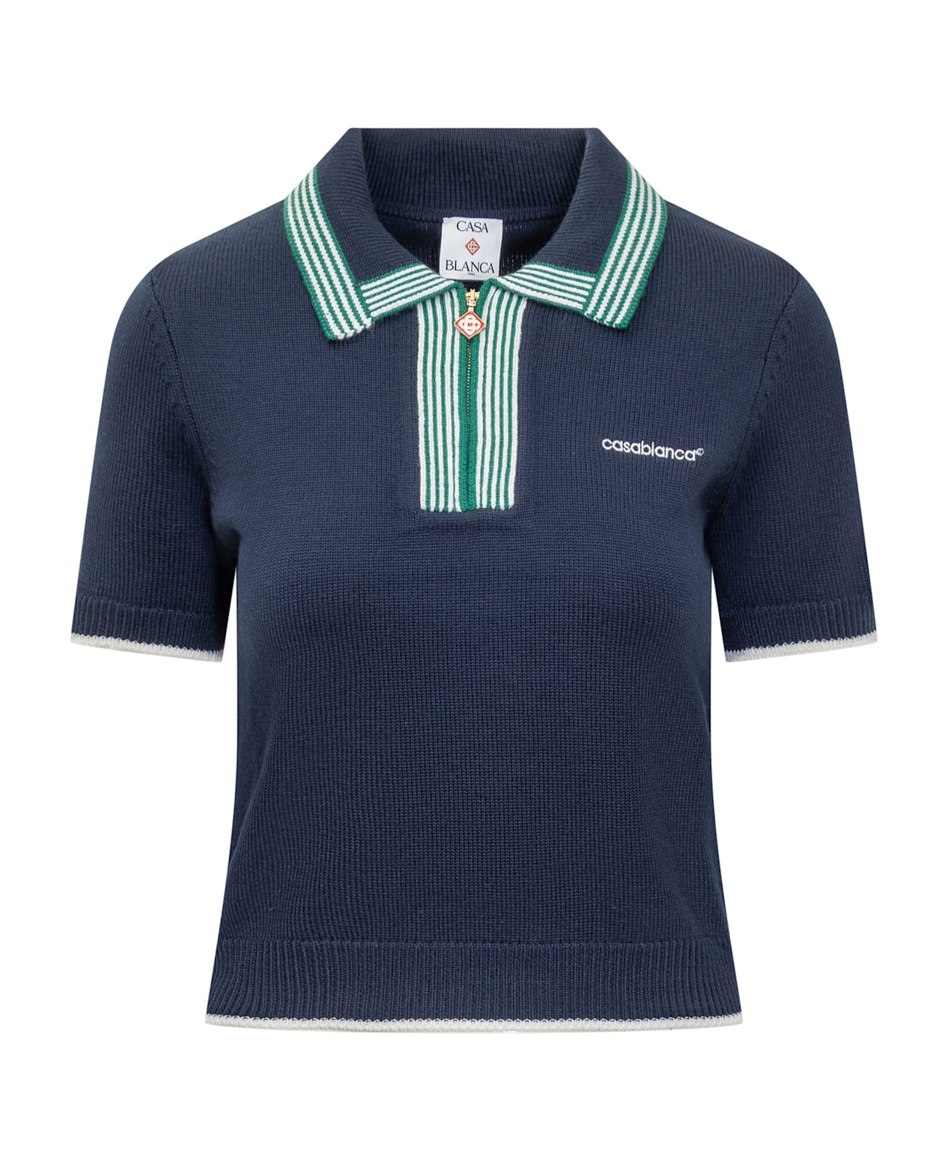 Casablanca Tennis Polo - NAVY/GREEN