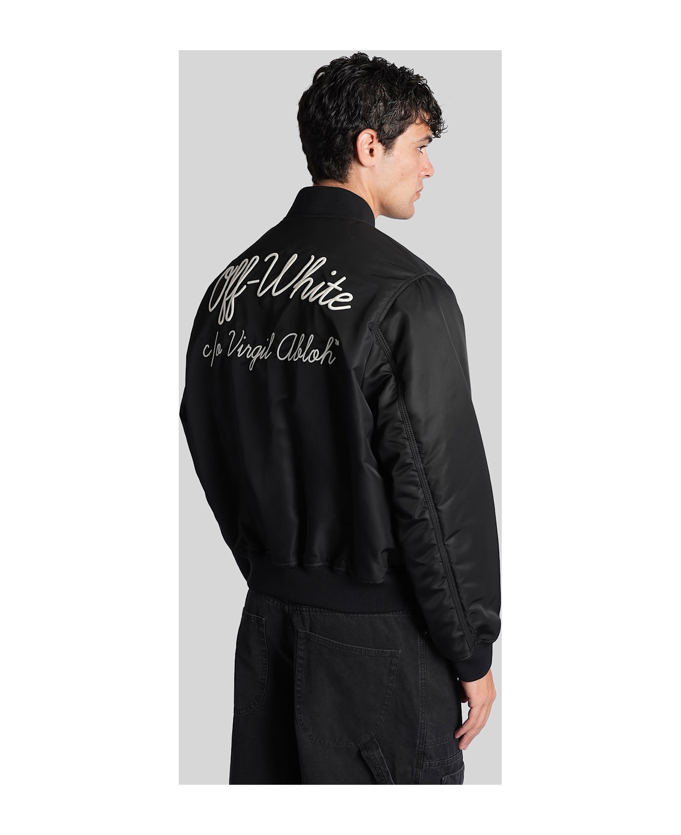 Off-White Bomber Jacket In Black Polyamide - black