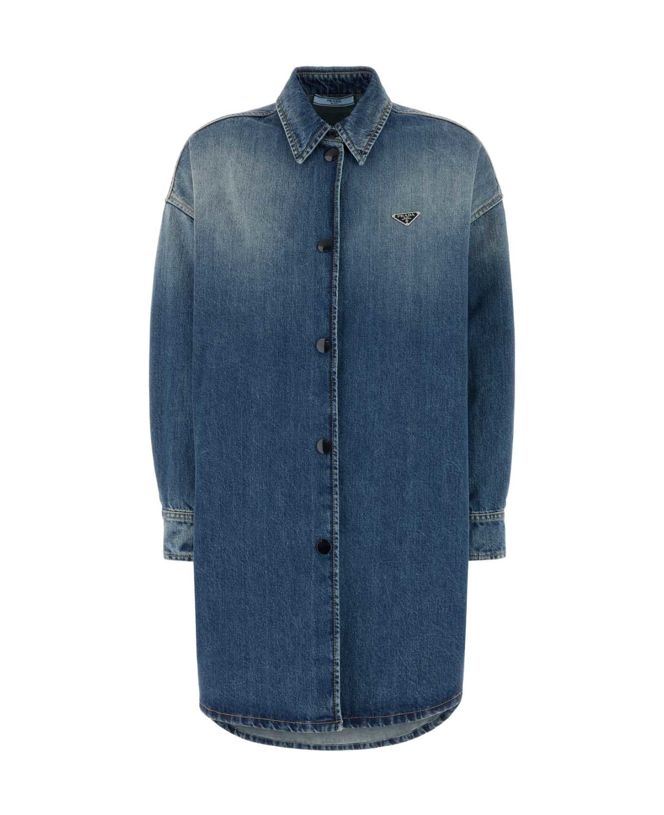 Prada Denim Oversize Shirt - LIGHT BLUE