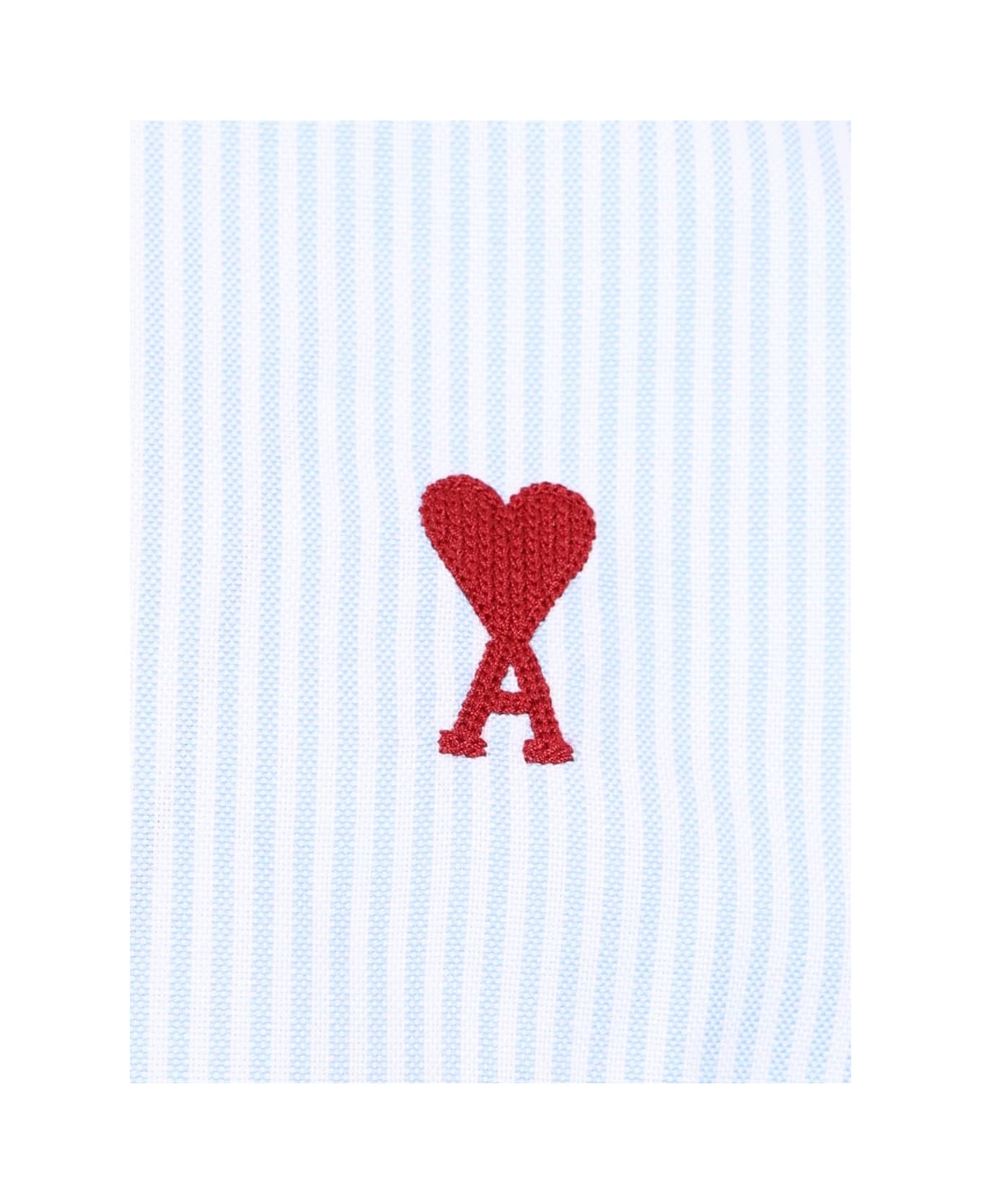Ami Alexandre Mattiussi Striped 
ami De Coeur
 Shirt - Clear Blue
