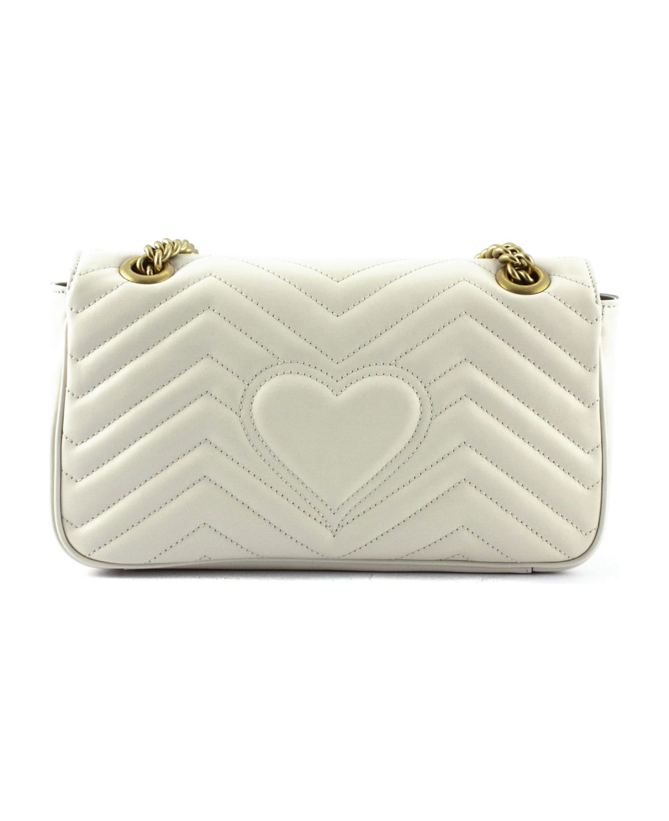 Gucci Gg Marmont White Leather Shoulder Bag - Panna