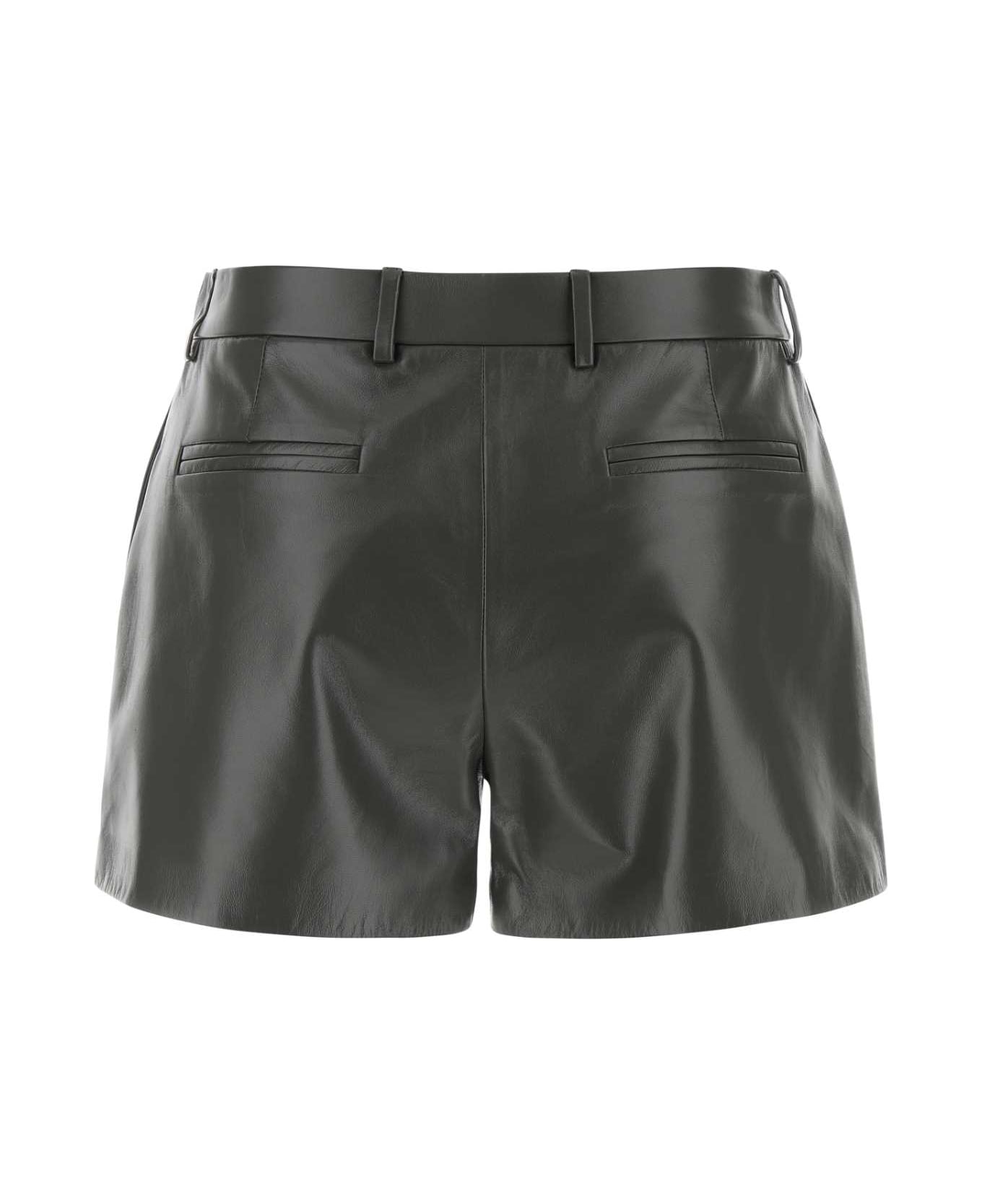 Gucci Graphite Leather Shorts - ASPHALT