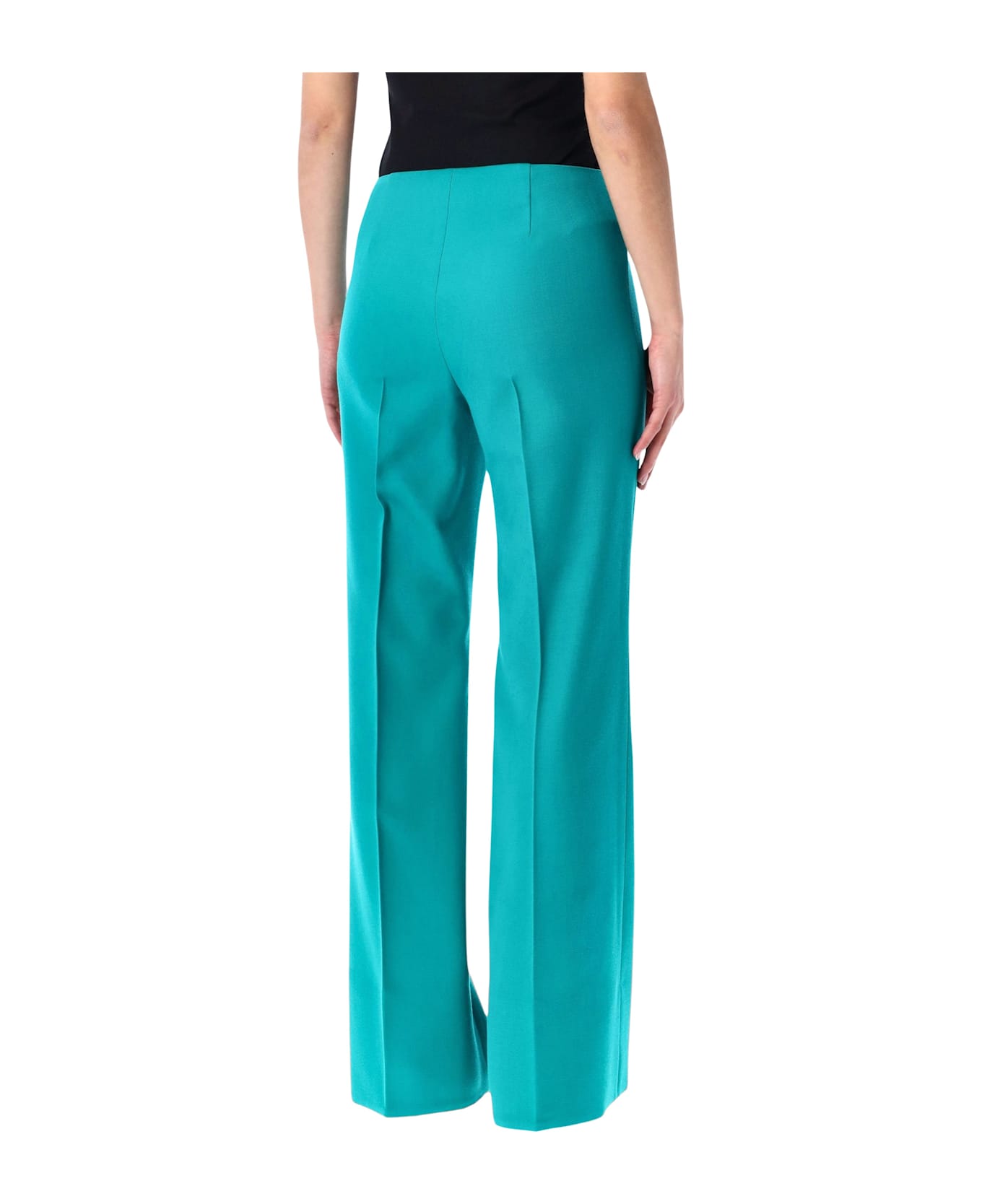 Fendi Turquoise Wool Flared Trousers - TURQUOISE