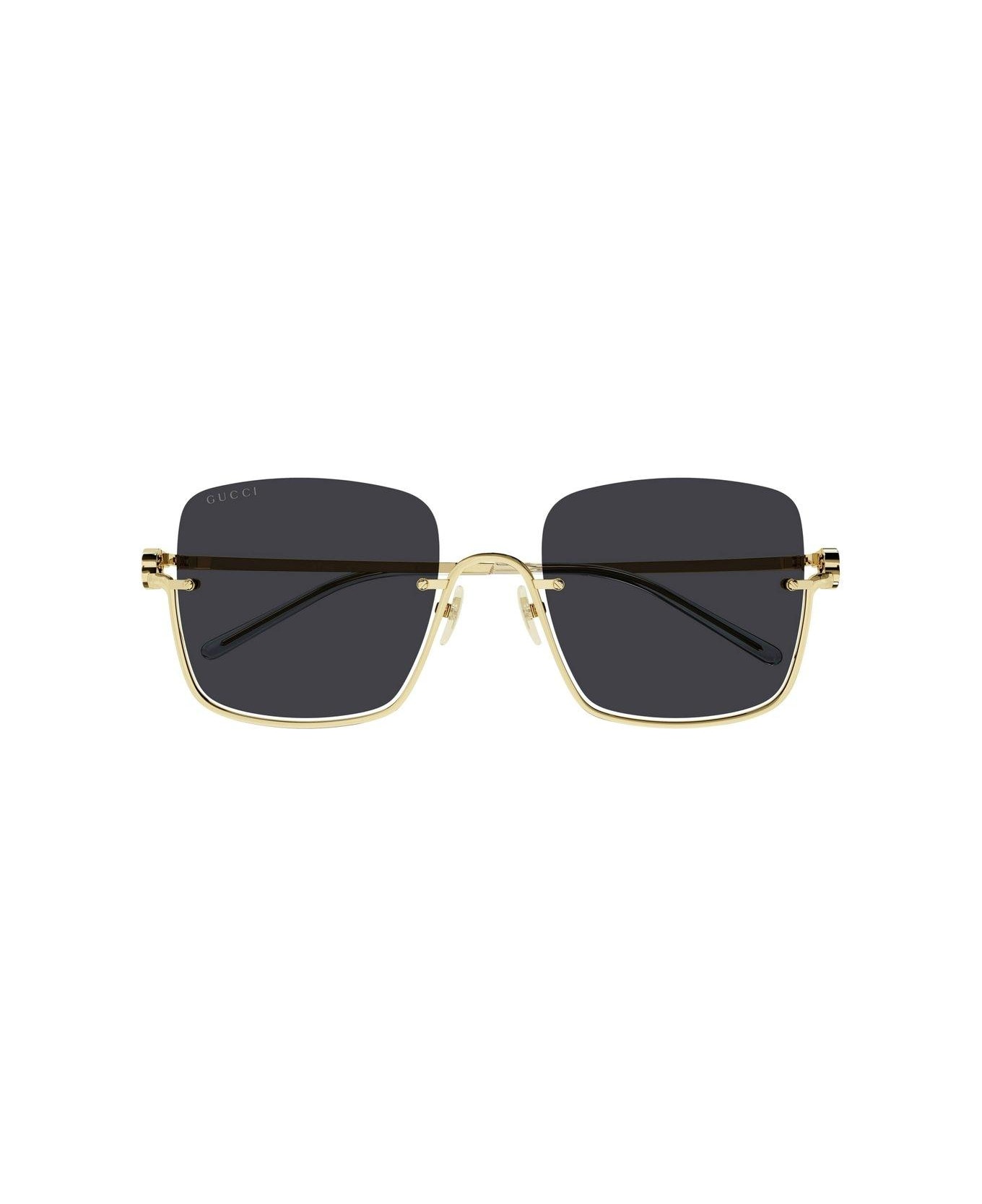 Gucci Eyewear Square Frame Sunglasses Sunglasses - 001 GOLD GOLD GREY