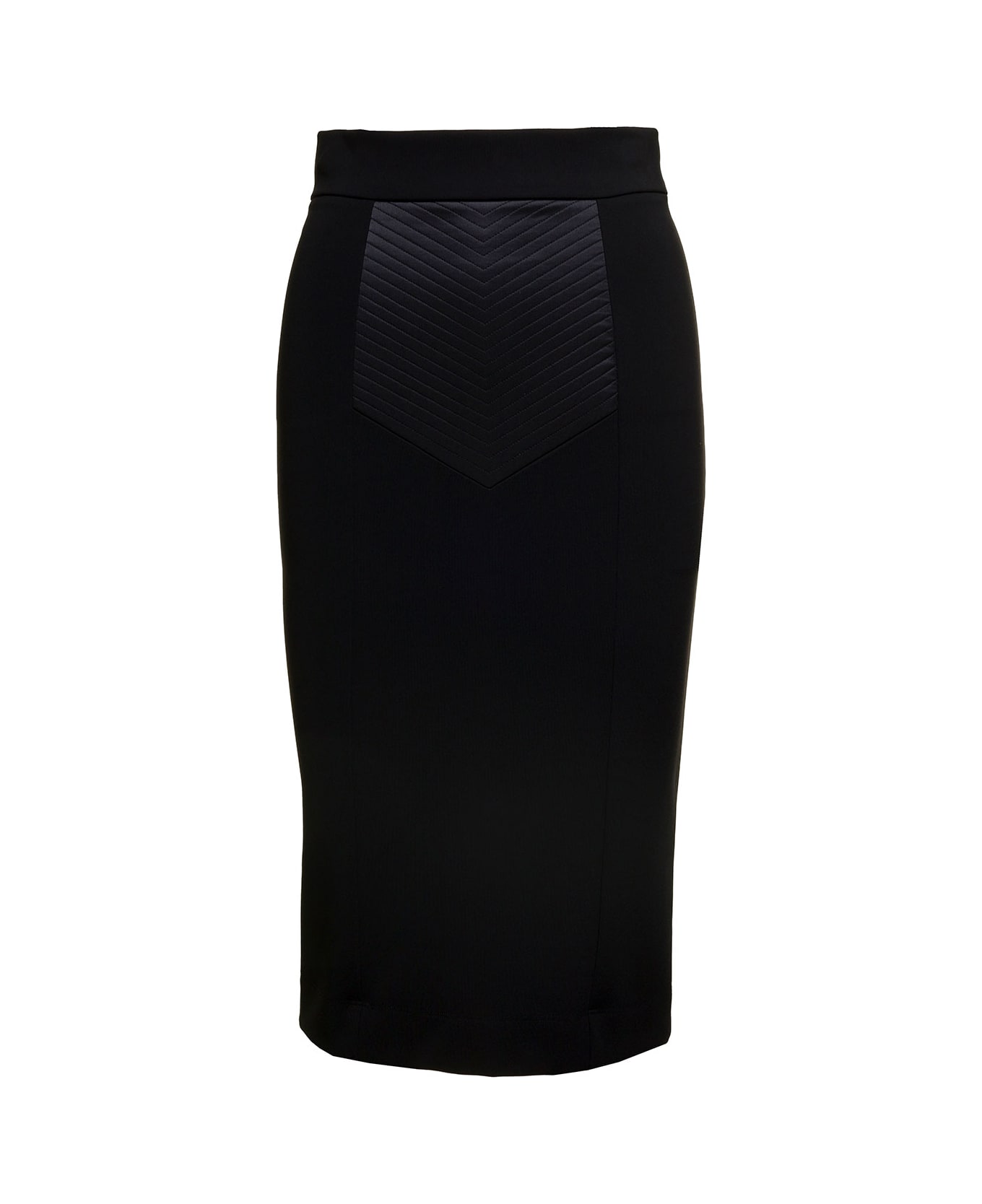 Dolce & Gabbana Midi Black Skirt With Quilted Detail In Fabric Woman - Black