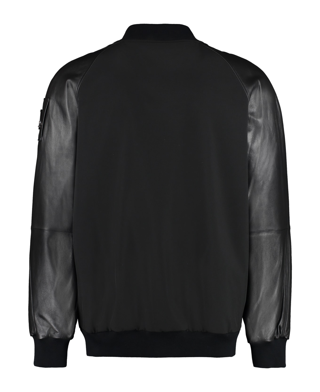 Moose Knuckles Nylon Bomber Jacket With Leather Details - black