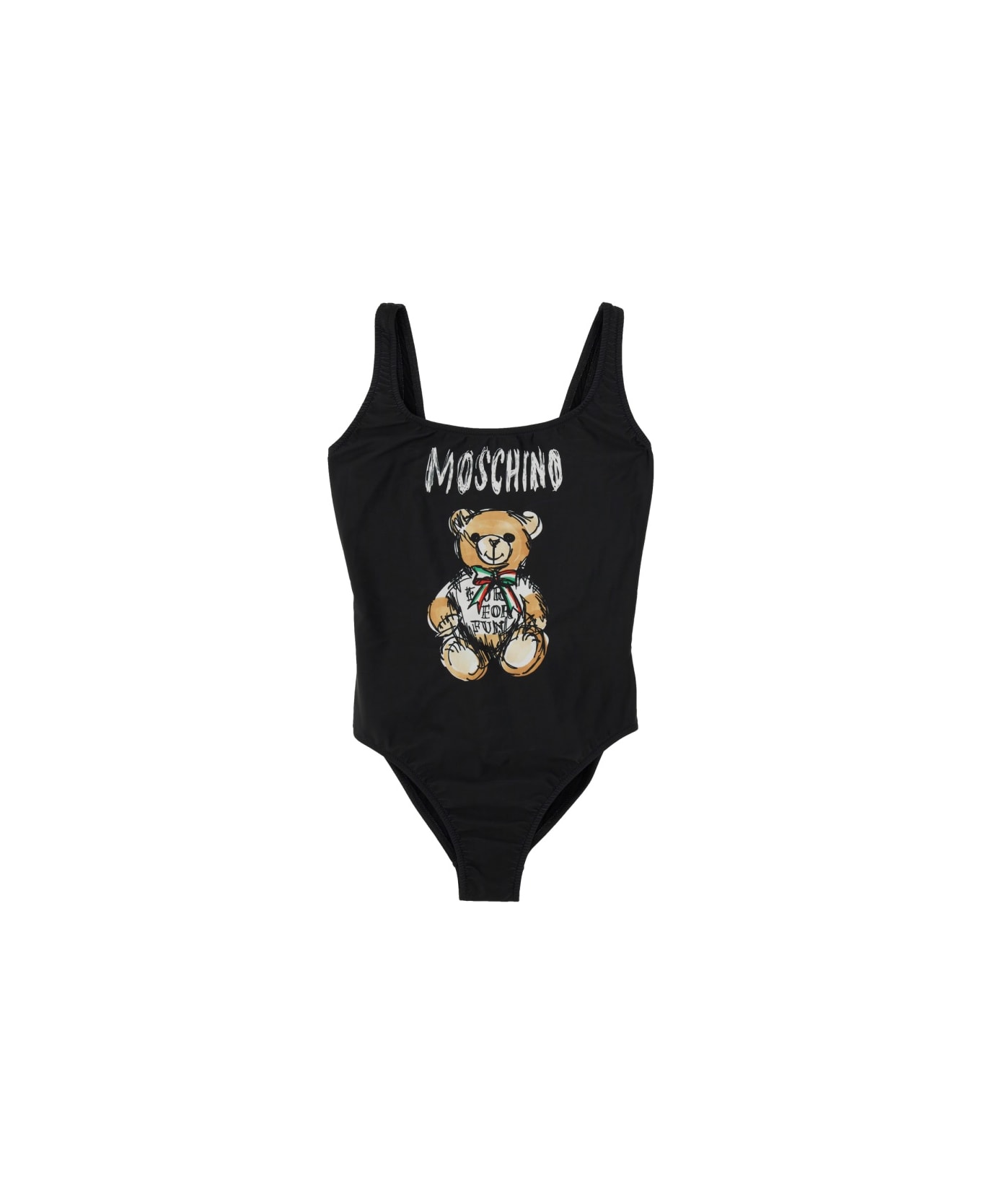Moschino "drawn Teddy Bear" One-piece Swimsuit - BLACK