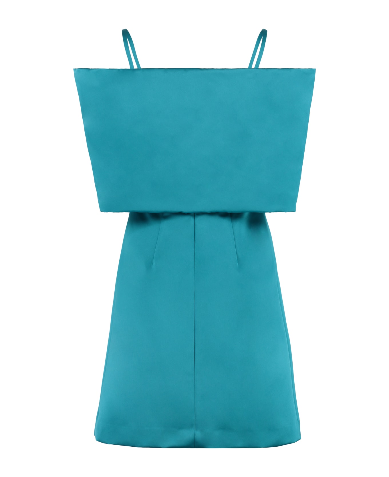 Parosh Bow Detail Dress - turquoise