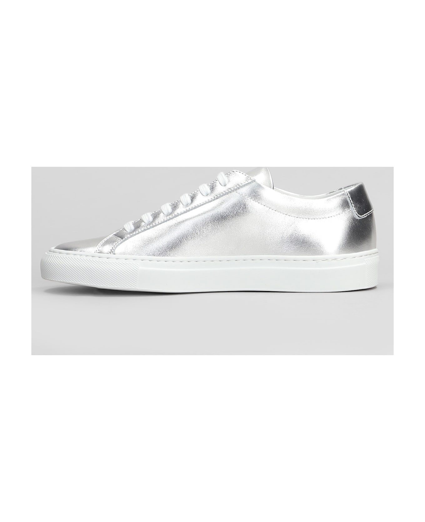 Common Projects Achilles Shiny Sneakers In Silver Leather - silver