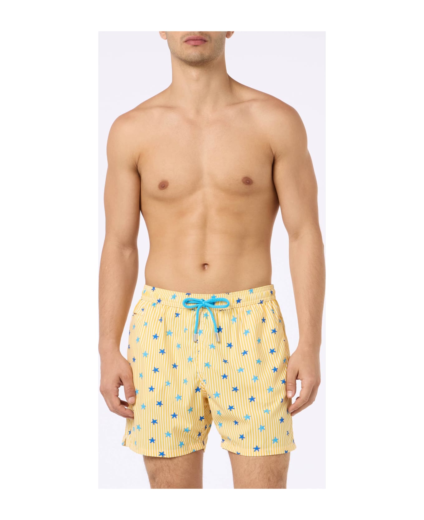 MC2 Saint Barth Comfort Light Classic Stretch Swim Shorts With Starfishes Print - YELLOW