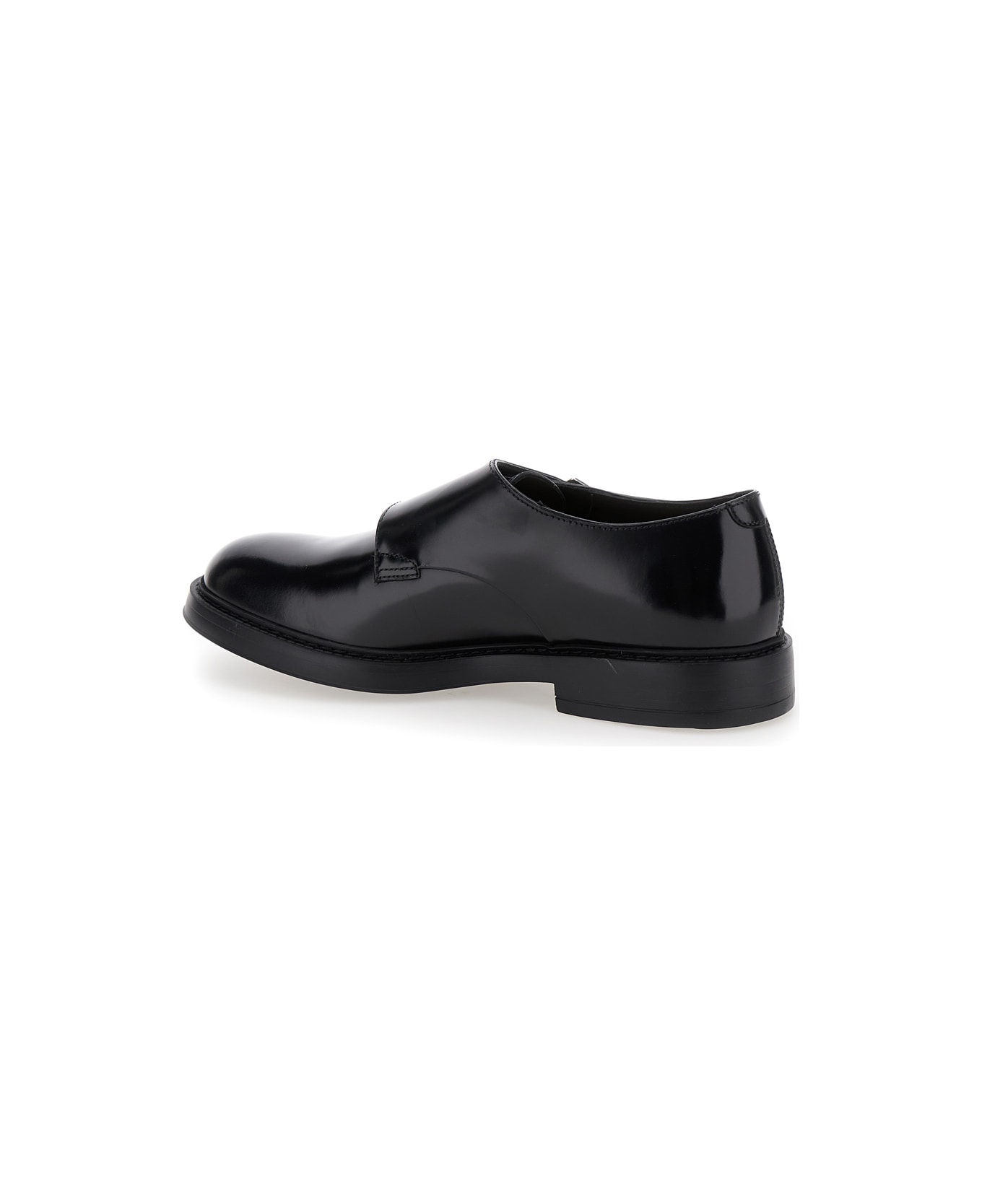 Doucal's Black Monks Shoes With Double Buckle In Smooth Leather Man - Nero