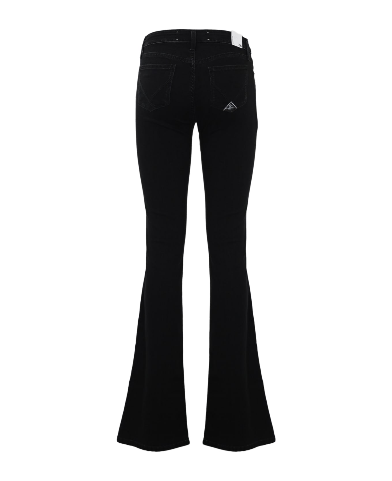 Roy Rogers Flare Jeans In Black Denim - Black ボトムス