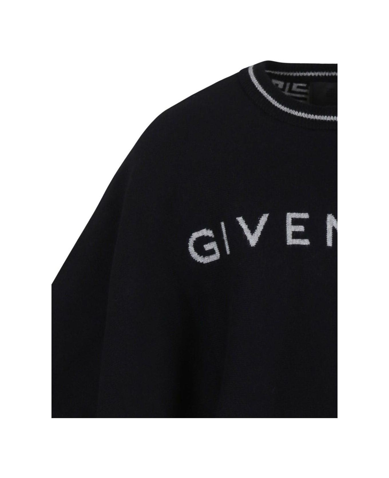 Givenchy Black Cape With Logo Lettering And 4g In Cotton And Cashmere Girl - Black