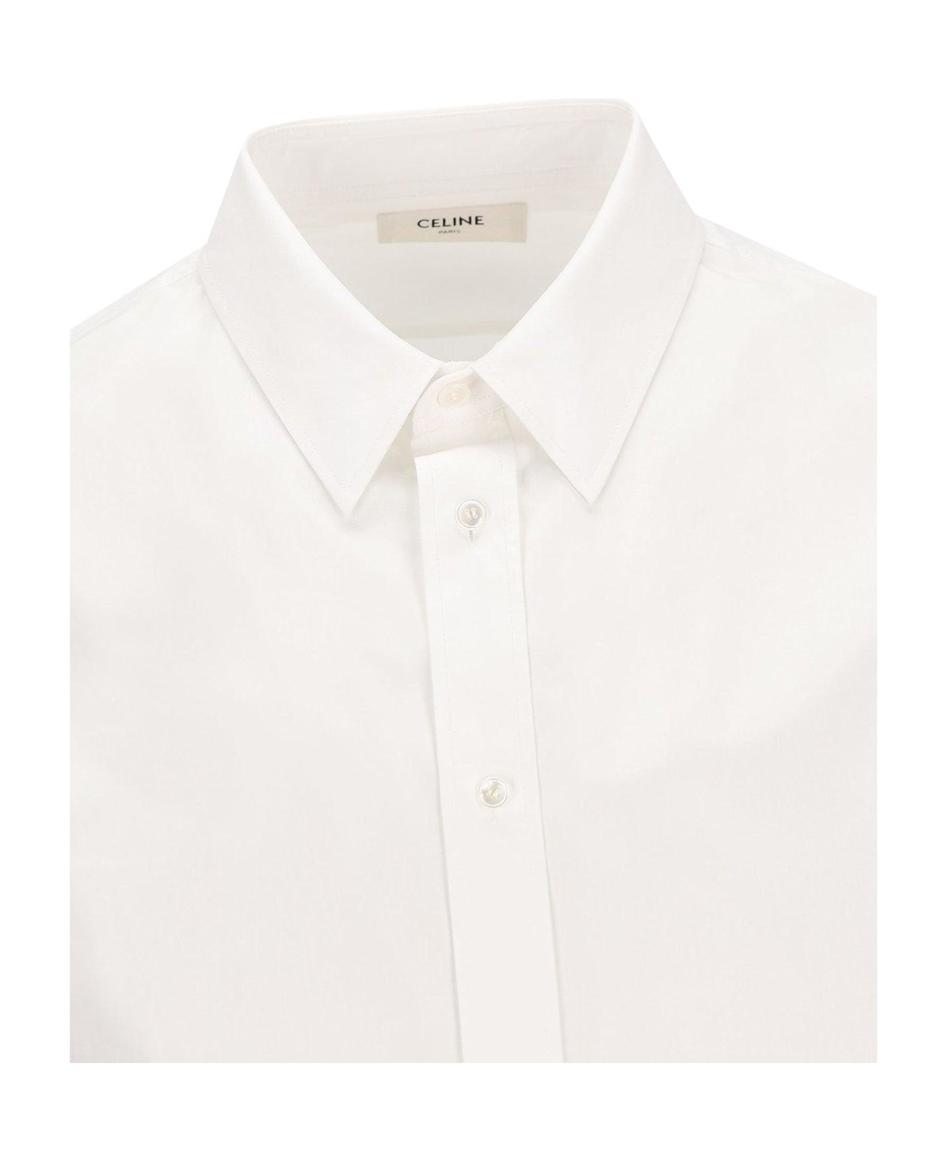 Celine Collared Long-sleeve Shirt - White