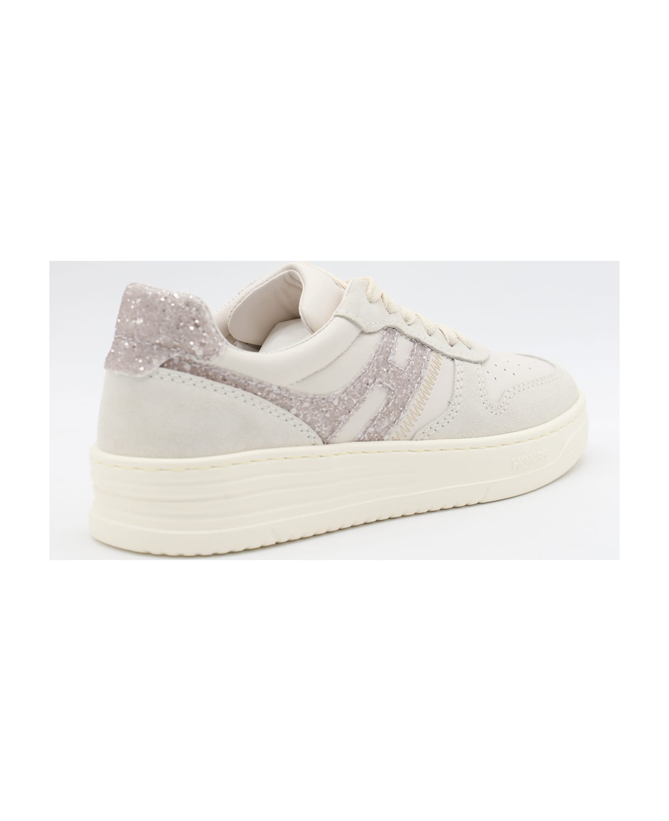 Hogan White Leather Sneakers - Beige