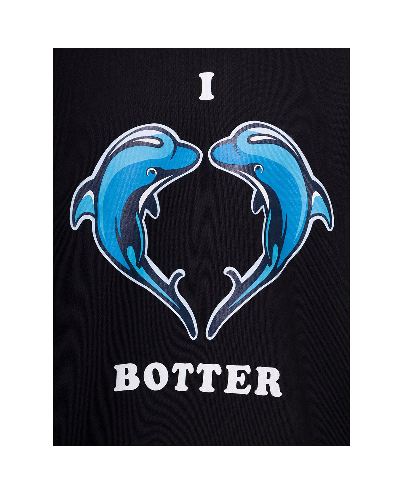 Botter 'i Love Botter - Dolphins' Black Crewneck Sweatshirt In Organic Cotton Man Botter - Black