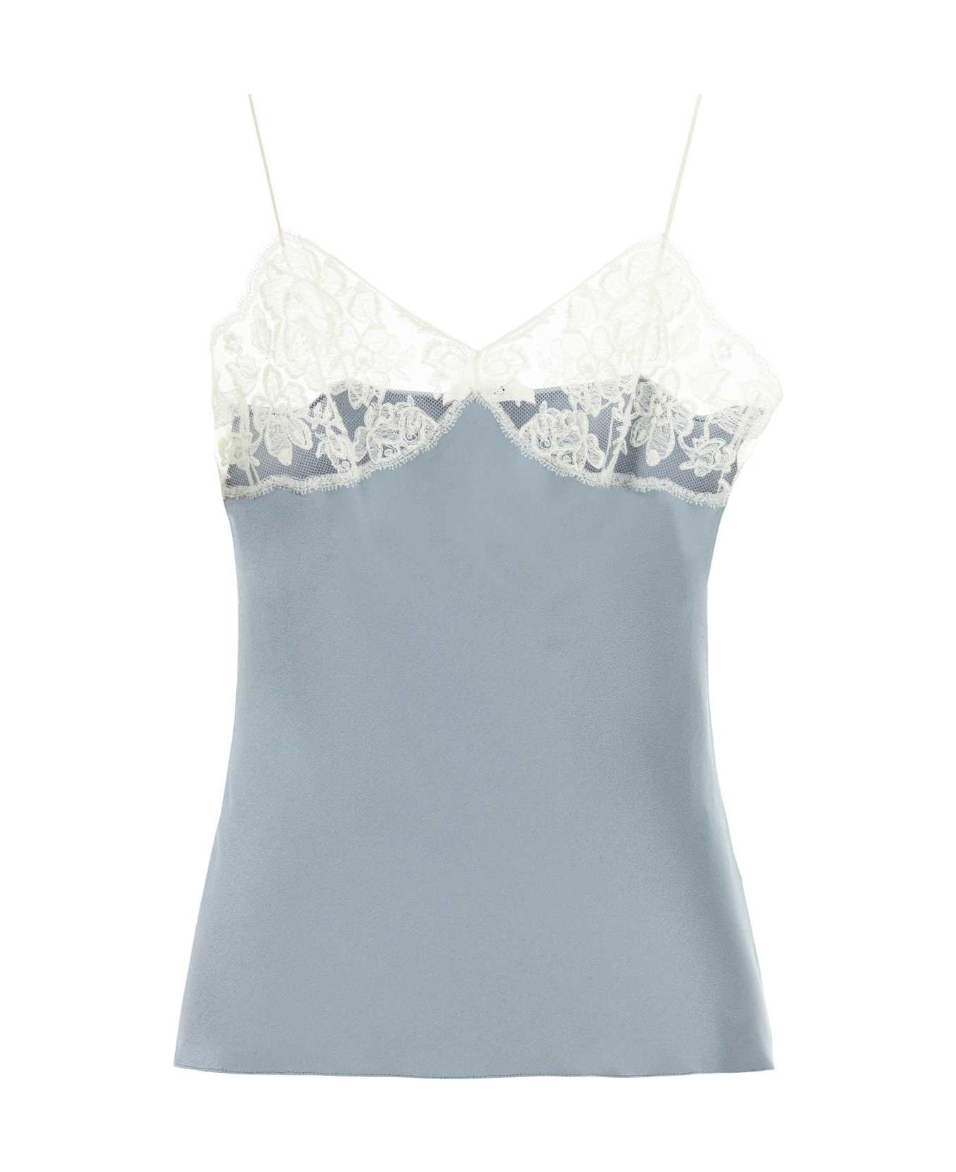 Chloé Powder Blue Satin Tank Top - ASHBLUE