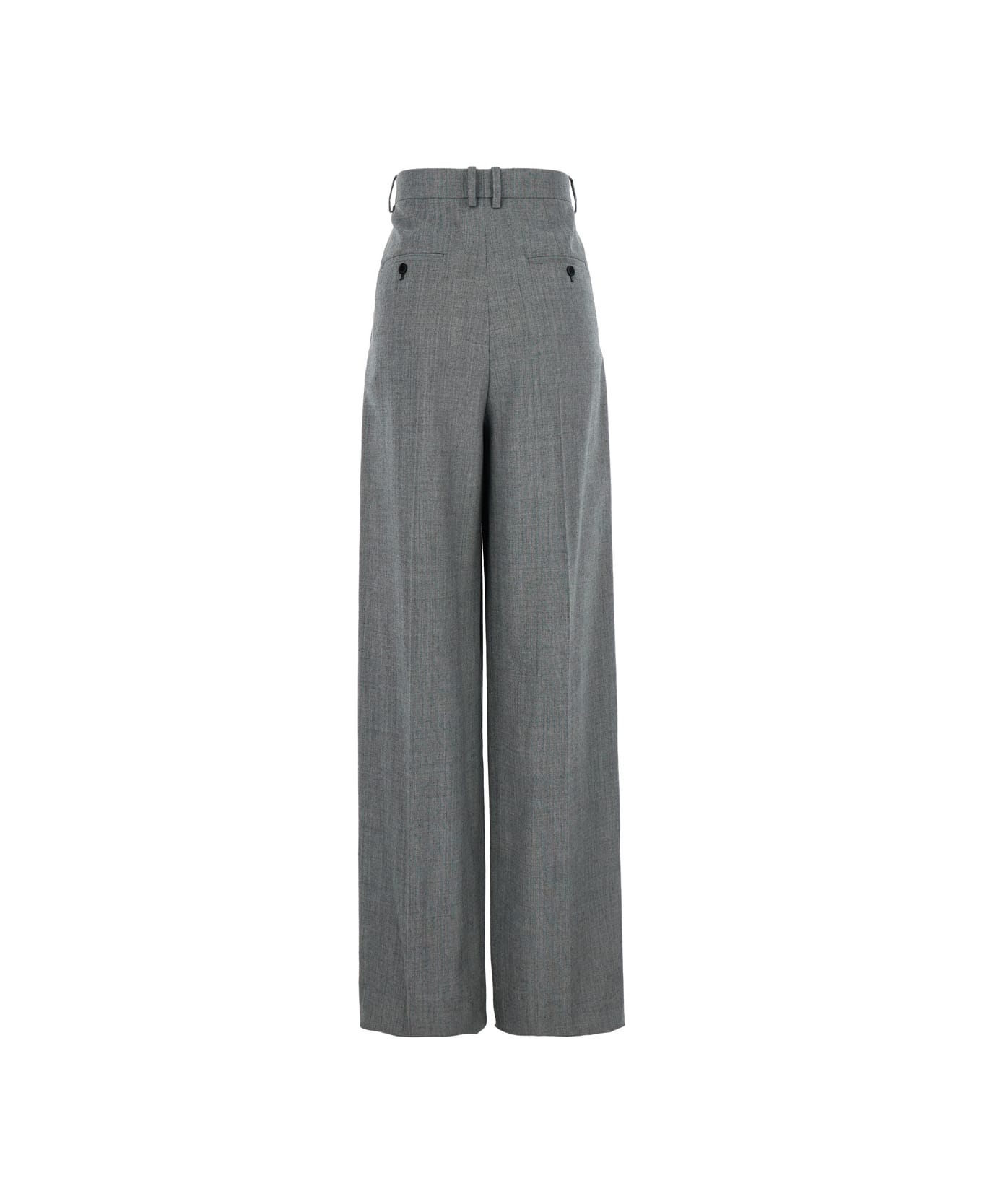 Saint Laurent Grey Pants With Pences And Belt Loops In Wool Woman - GREY