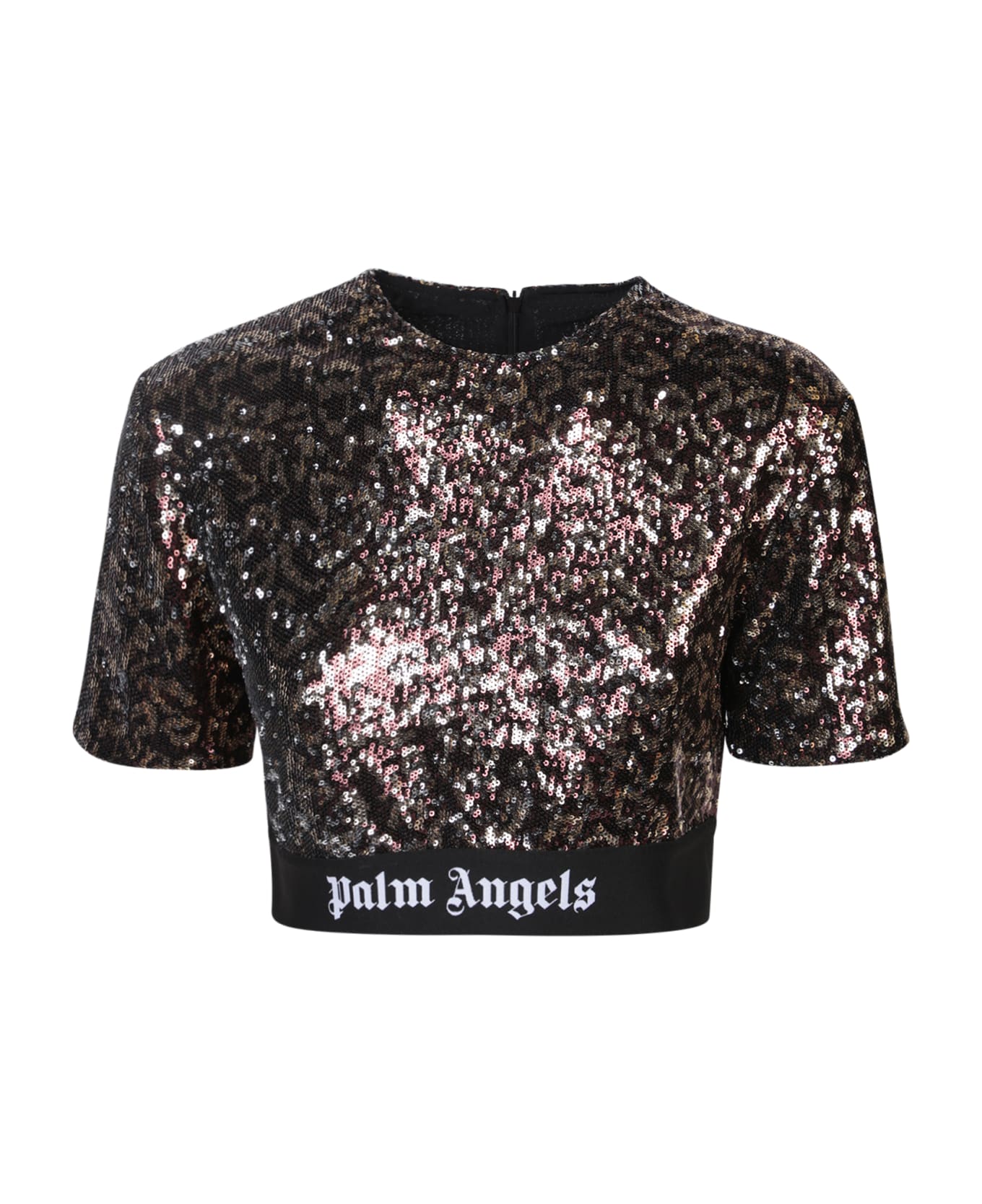 Palm Angels Sequin Embellished Cropped Top - Brown Black