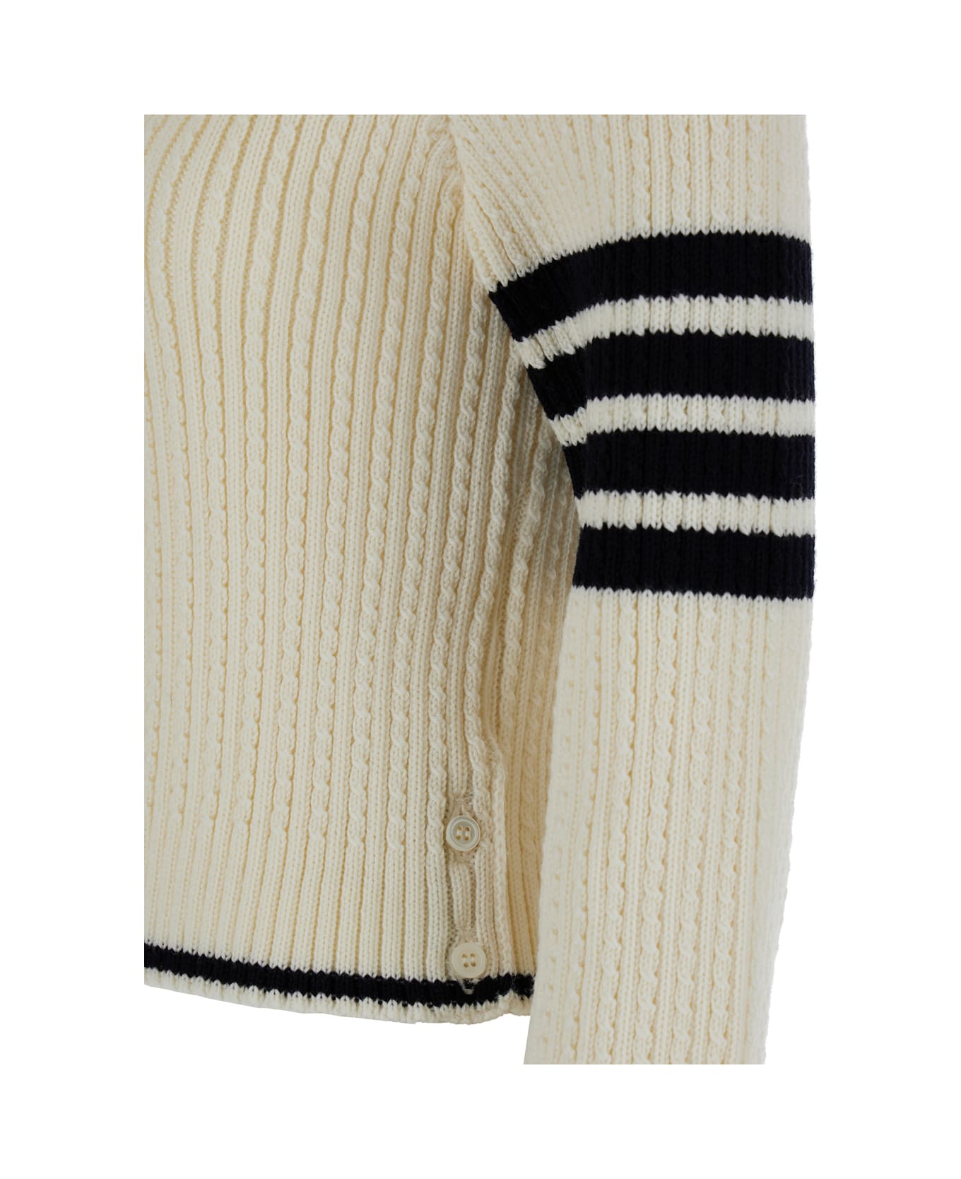 Thom Browne White Sweater With 4-bar Detail In Knit Woman - White ニットウェア