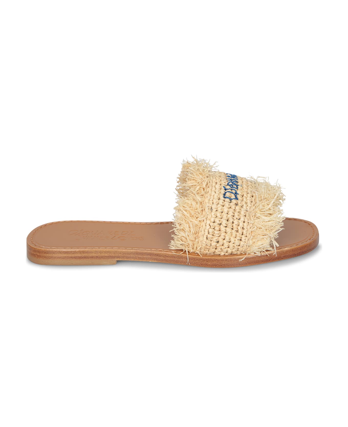 Dsquared2 Nude Raphia Logo Slides Sandal - Beige