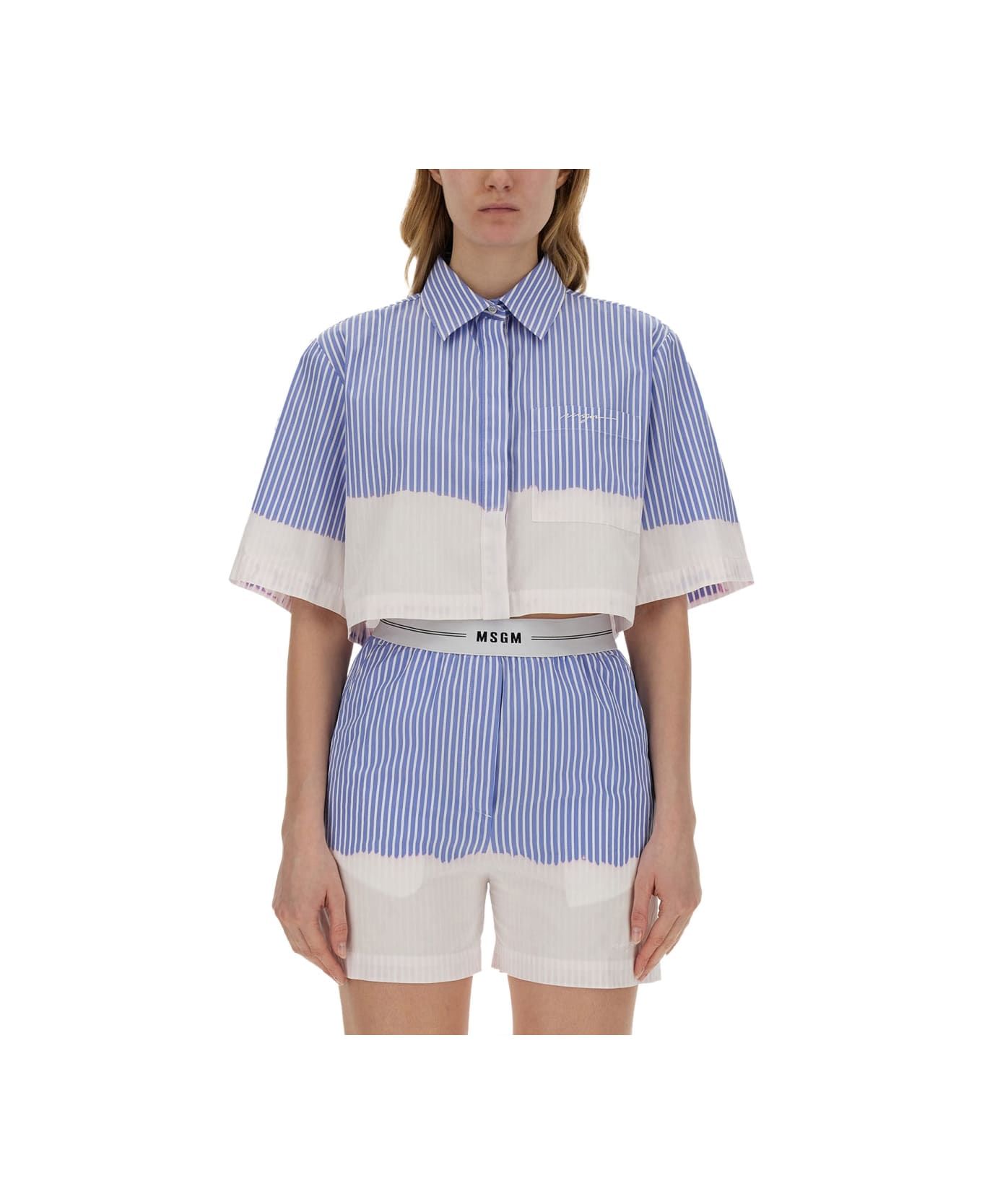 MSGM Shirt With Faded Treatment - BABY BLUE