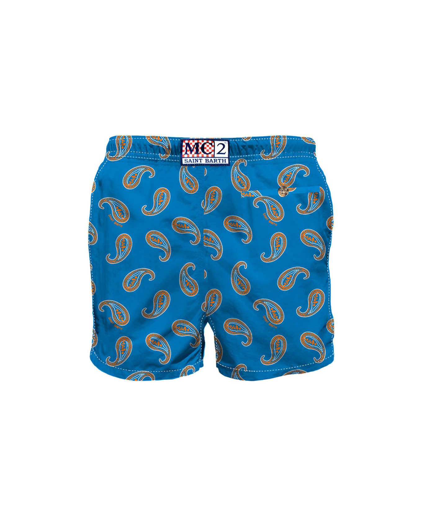 MC2 Saint Barth Man Swim Shorts With Paisley Print - BLUE