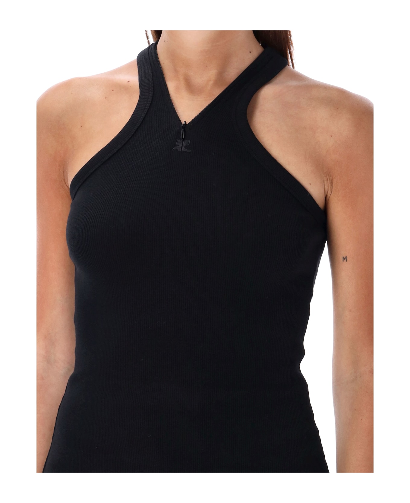 Courrèges Criss Cross Rib Tank Top - BLACK