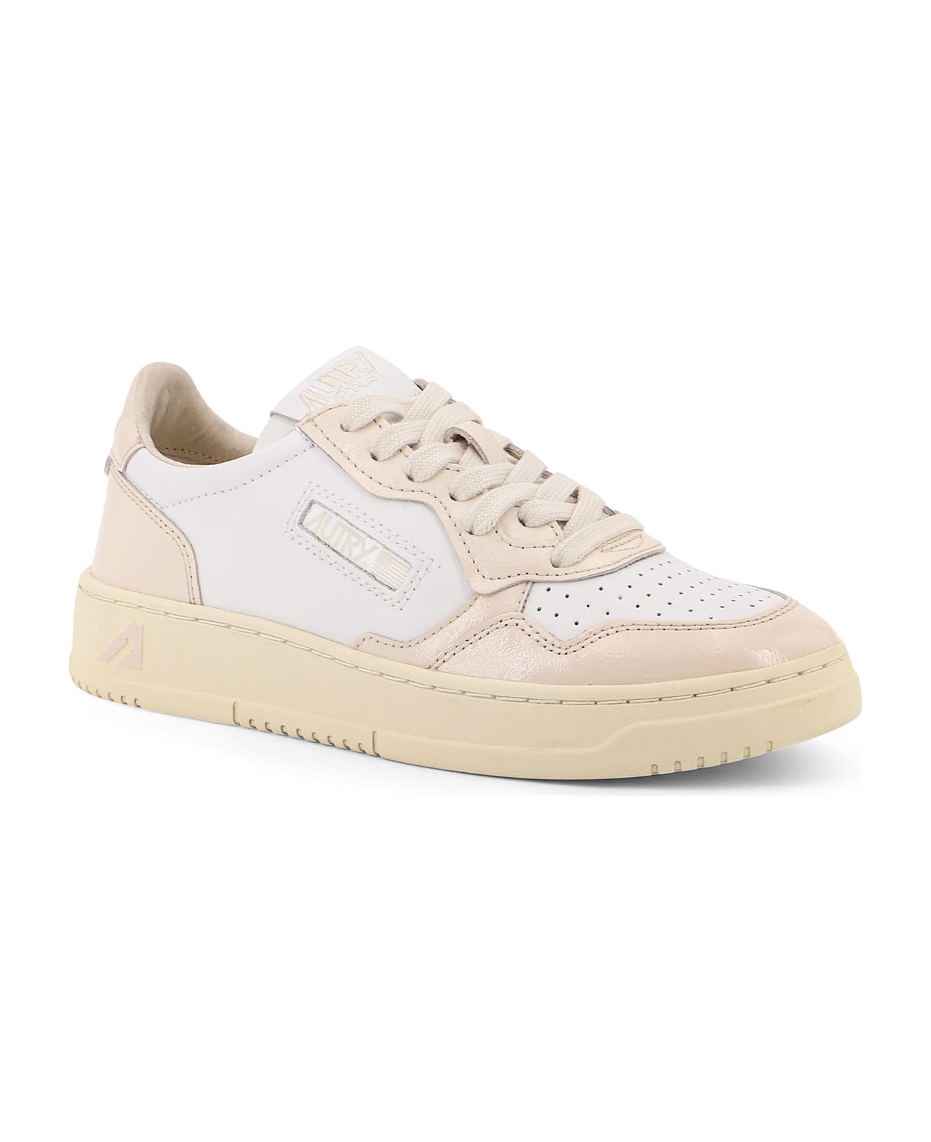 Autry Medalist Low Low-top Leather Sneakers - BIANCO BEIGE VERNICE